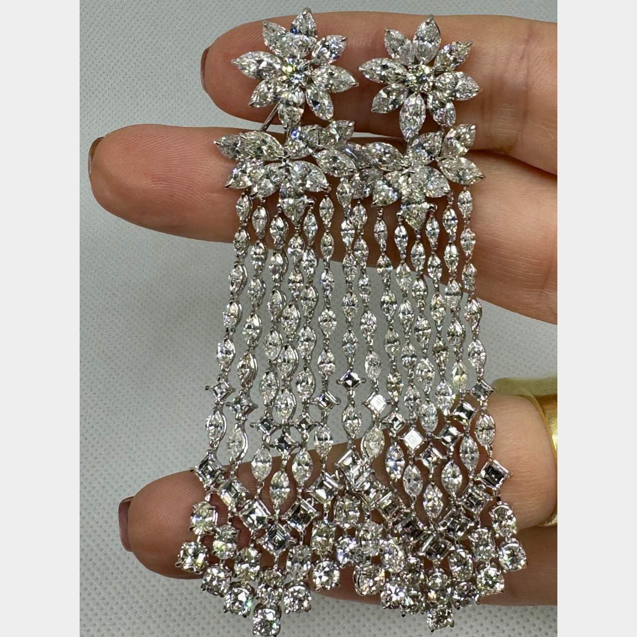Platinum 35.50 Ct. Diamond Chandelier Earrings