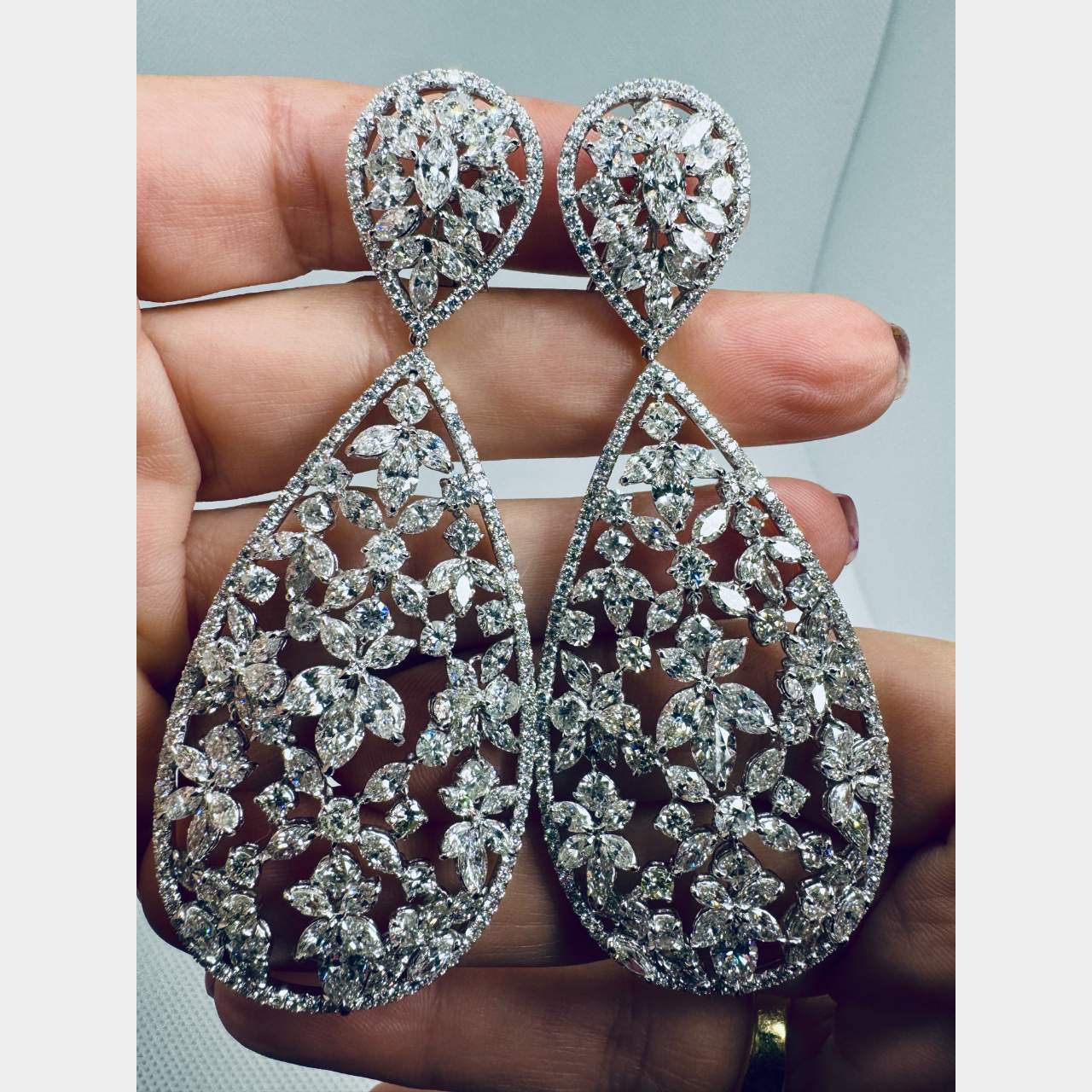 Platinum 42.50 Ct. Diamond Chandelier Earrings