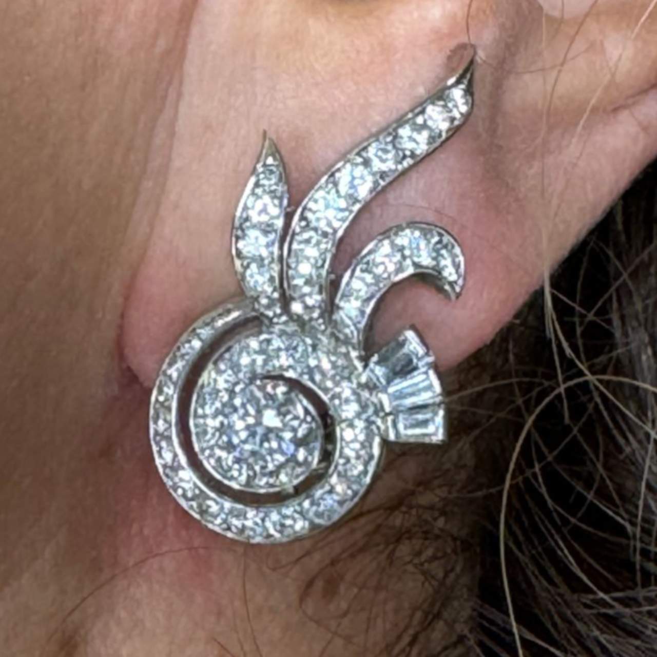 Art Deco French Platinum 3.75 Ct. Diamond Earrings
