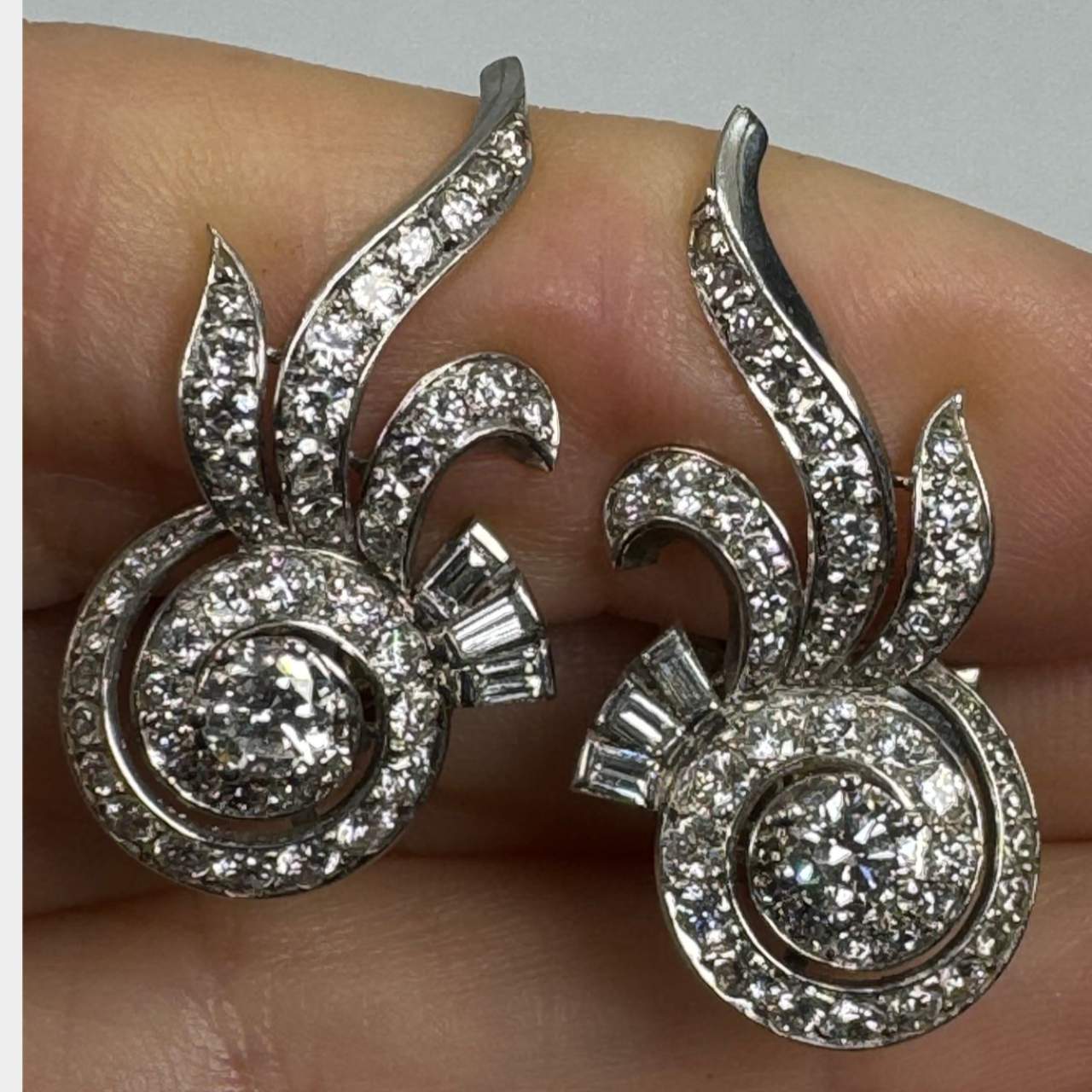 Art Deco French Platinum 3.75 Ct. Diamond Earrings