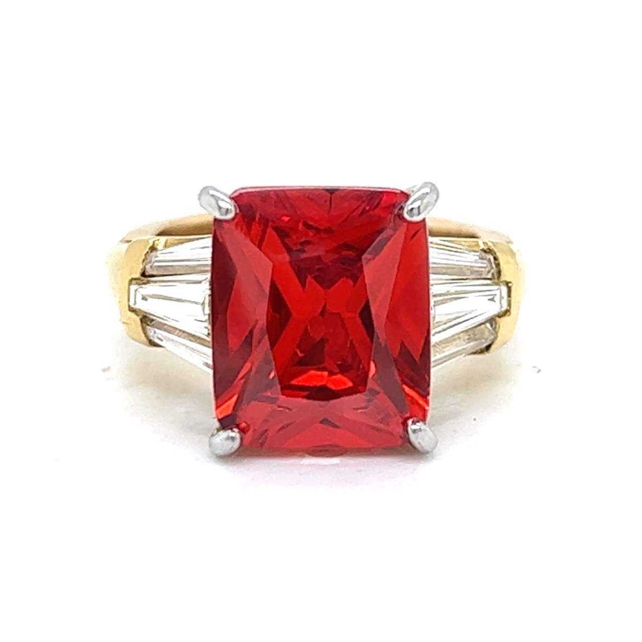 18K Yellow Gold Mandarin Garnet & Diamond Ring