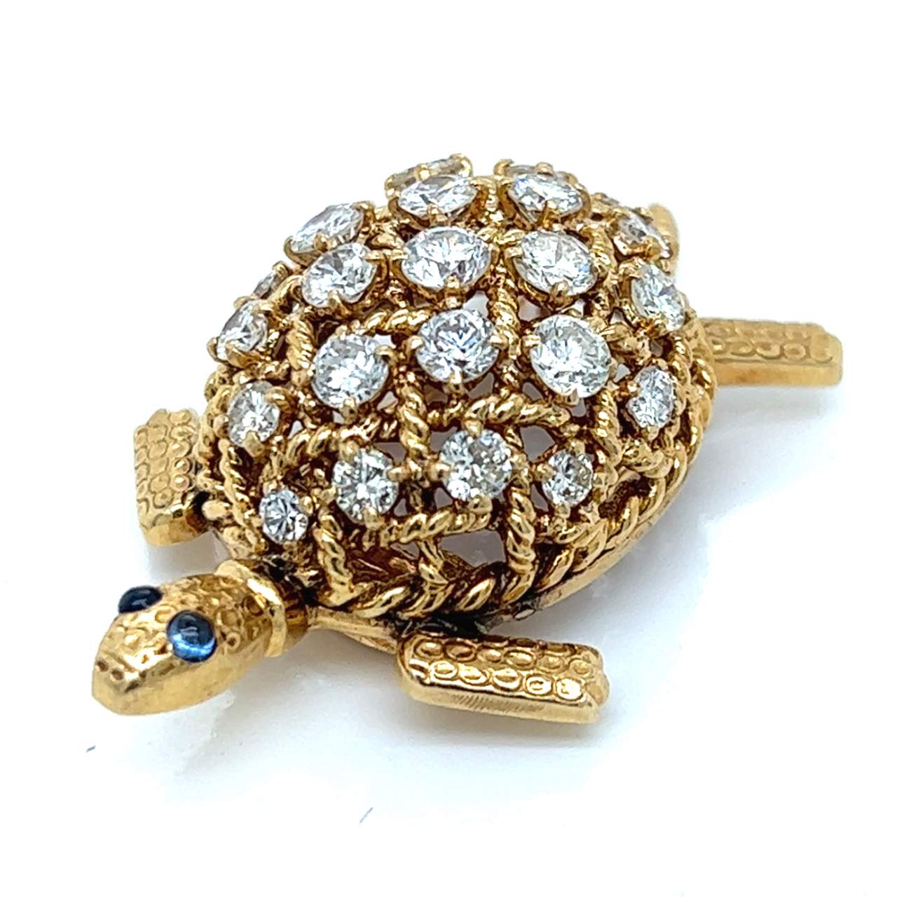 CARTIER PARIS 18K Yellow Gold Diamond Turtle Brooch