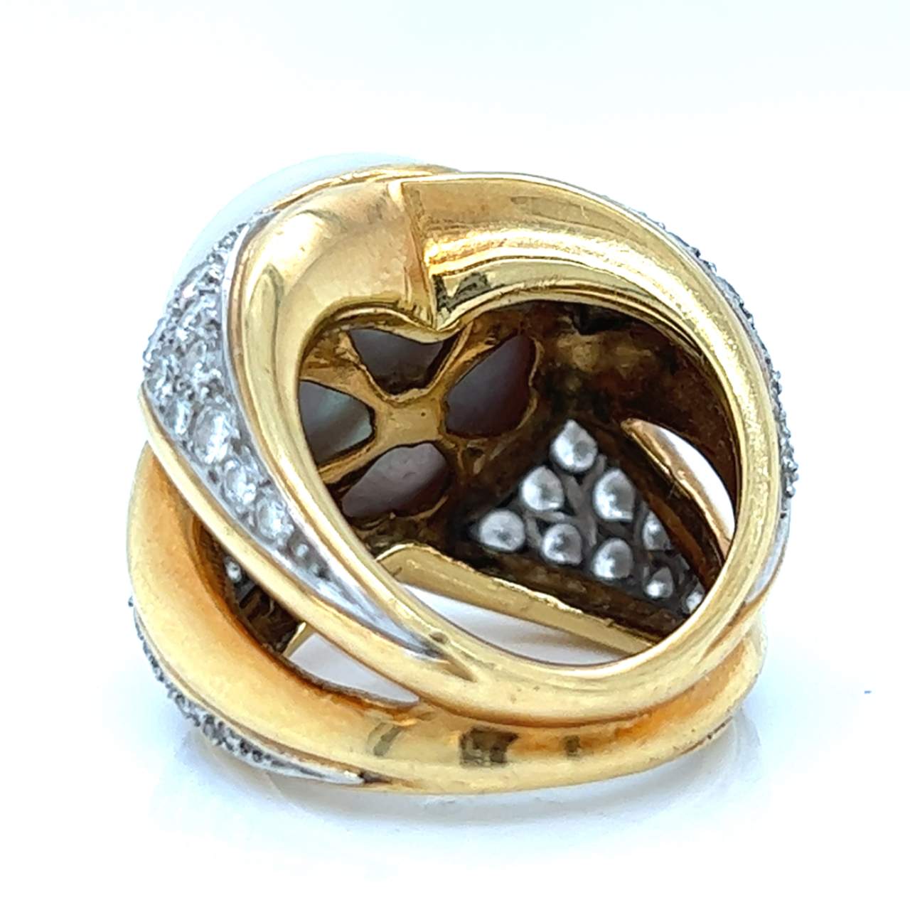 18K Yellow Gold South Sea Pearl & Diamond Cocktail Ring