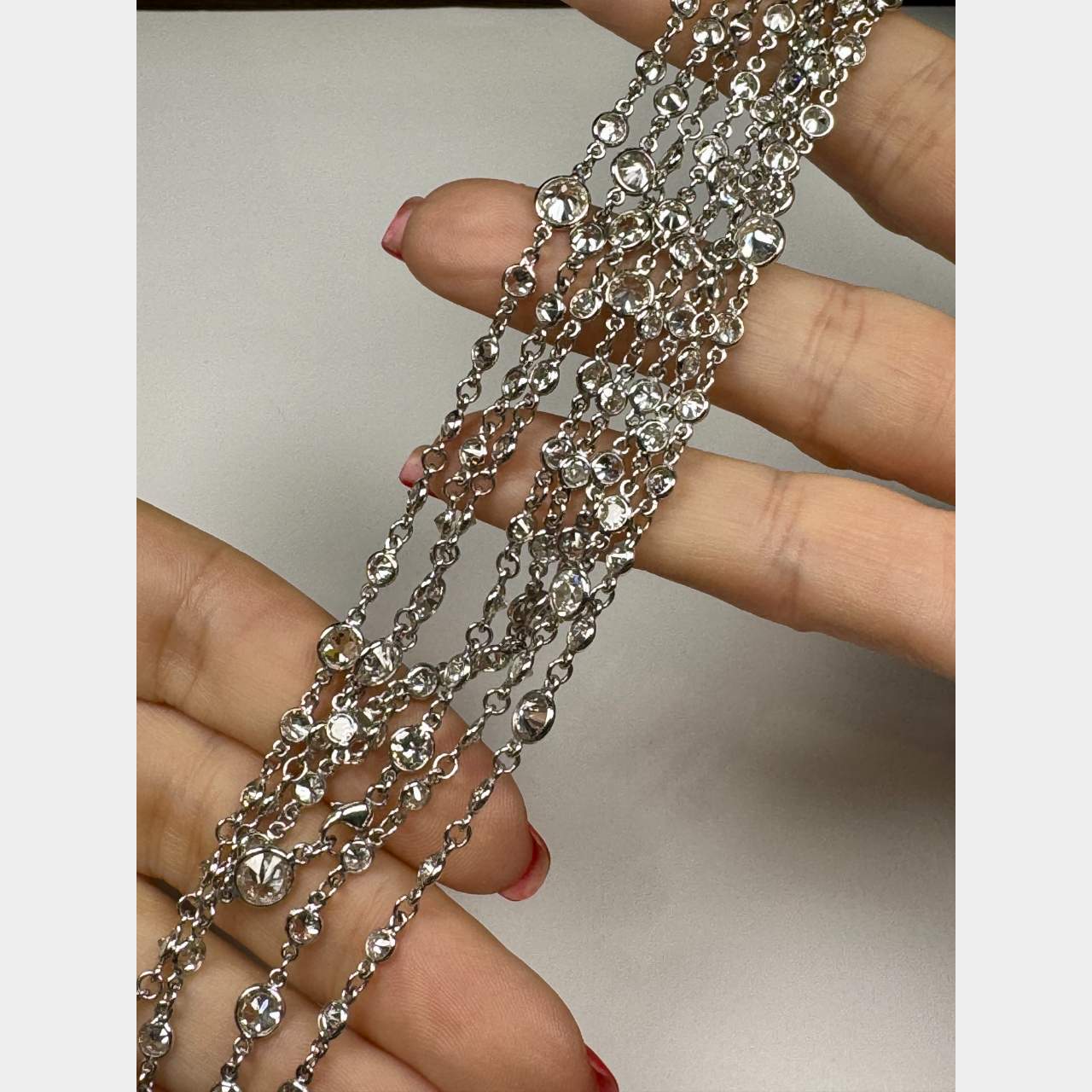 Platinum 37.75 Ct. Diamond by the Yard Necklace Set