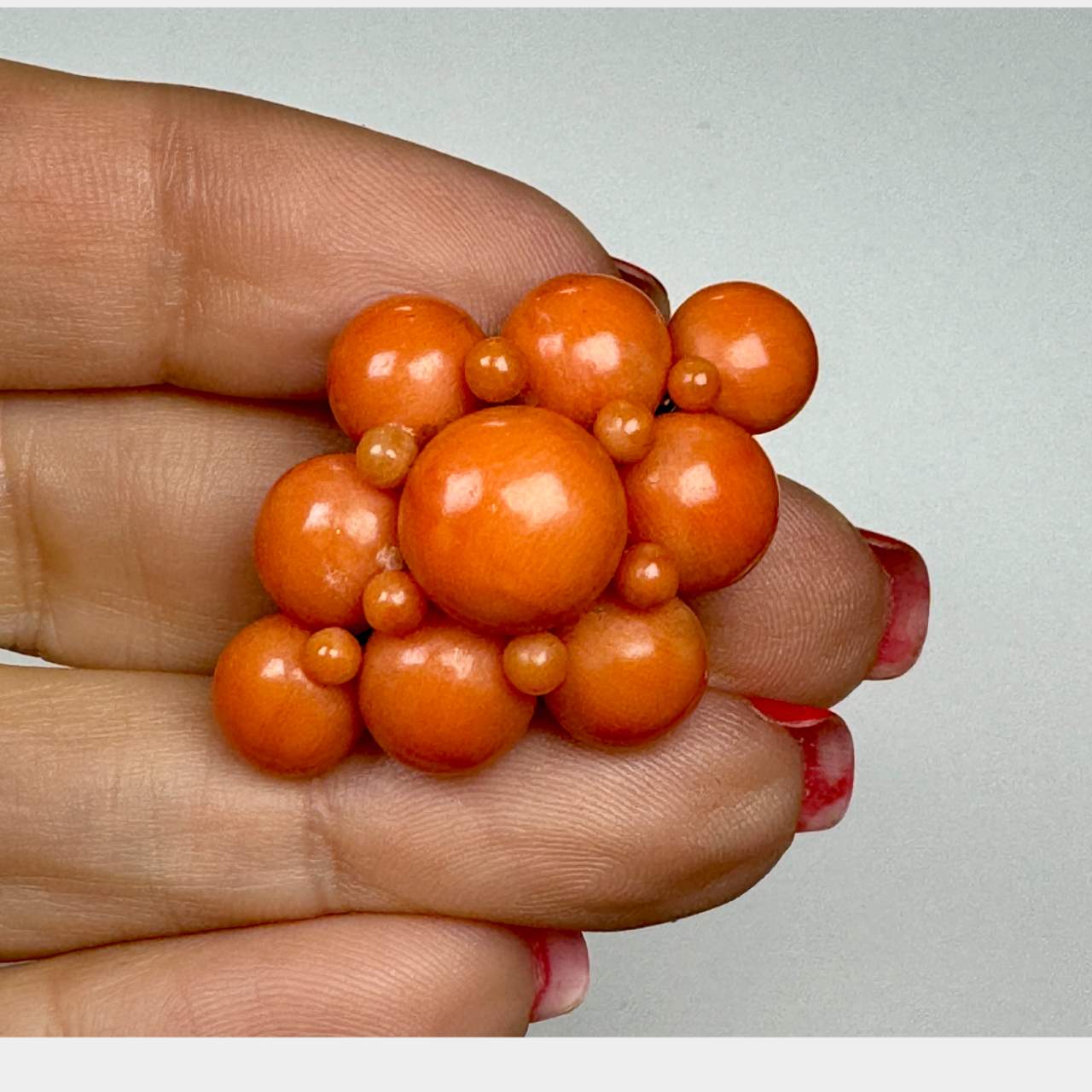 Victorian 14K Yellow Gold Coral Brooch