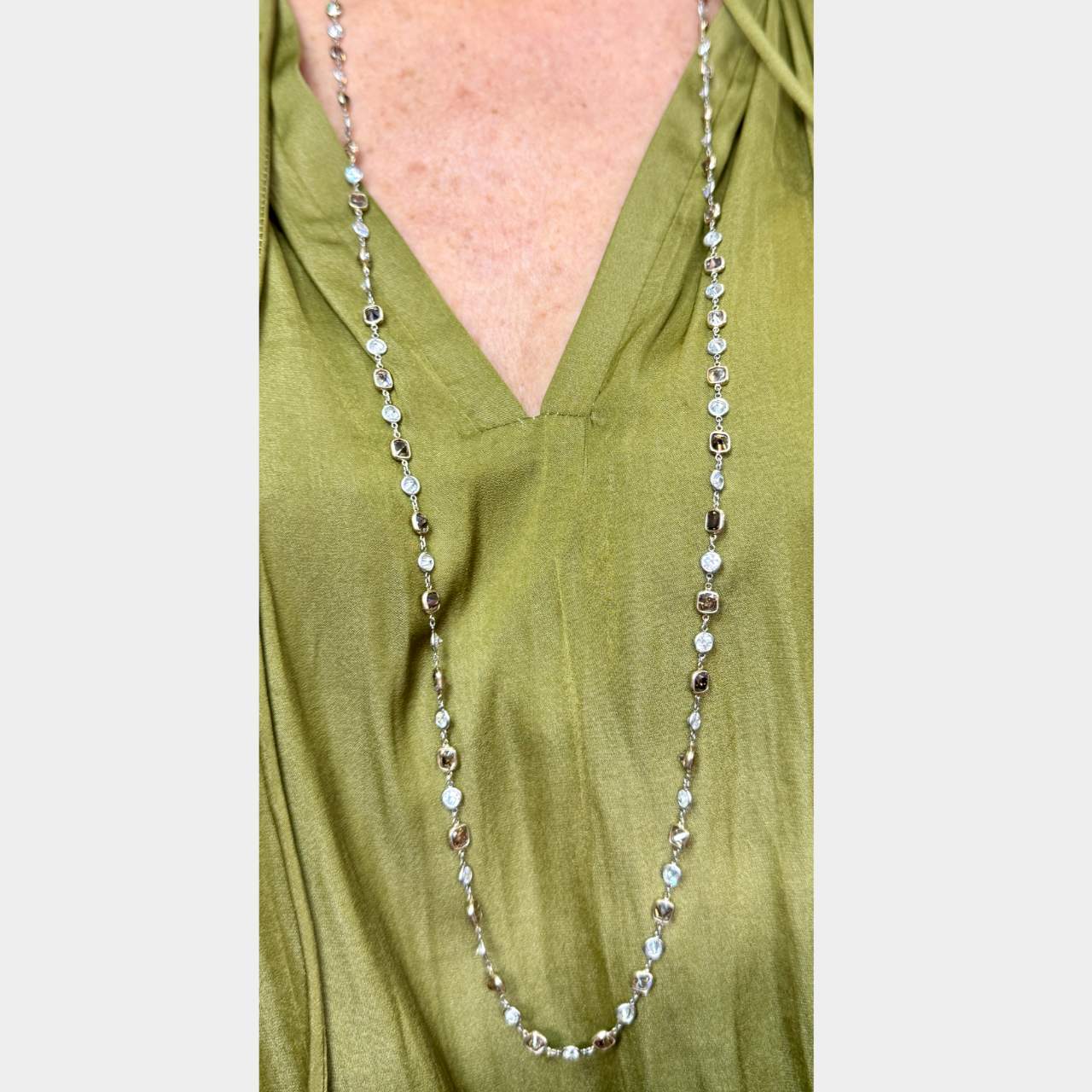 34.25 Ct Fancy Color Diamonds By The Yard Necklace