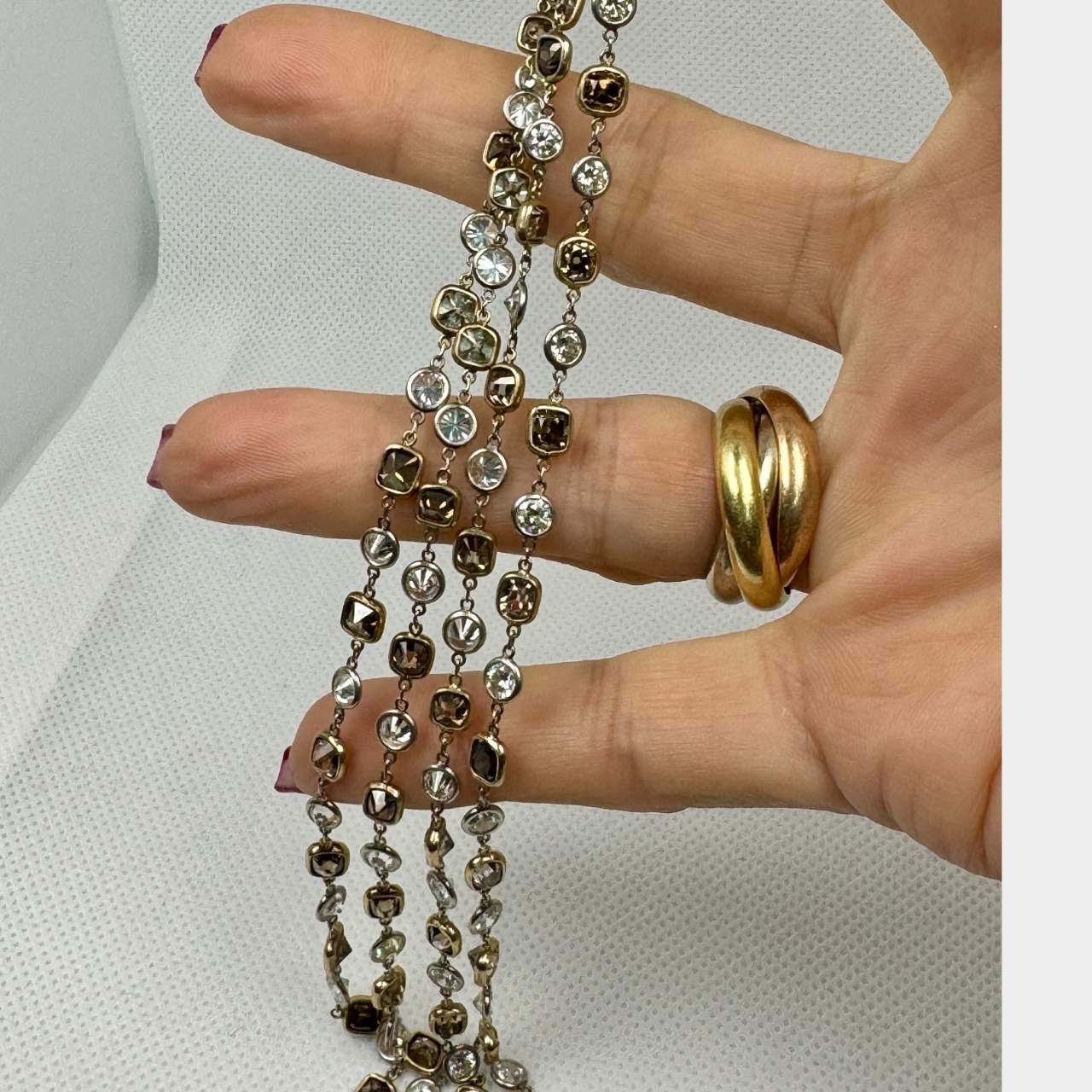34.25 Ct Fancy Color Diamonds By The Yard Necklace