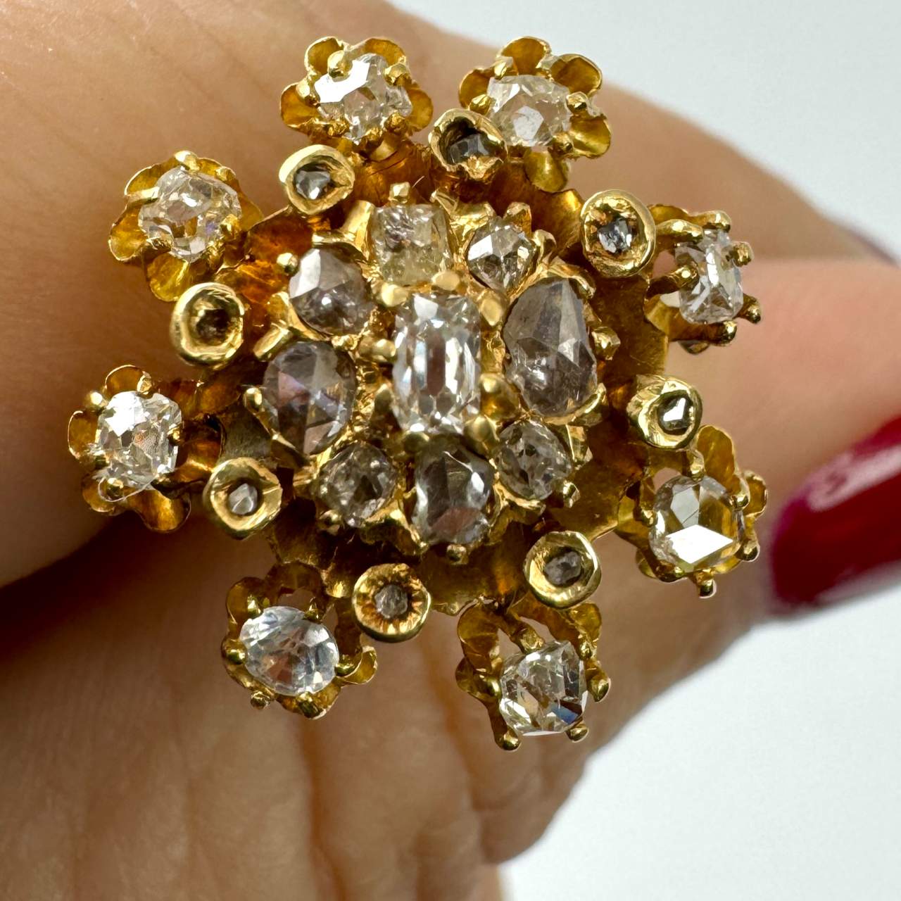 Victorian 18K Yellow Gold 1.10 Ct. Rose Cut Diamond Ring