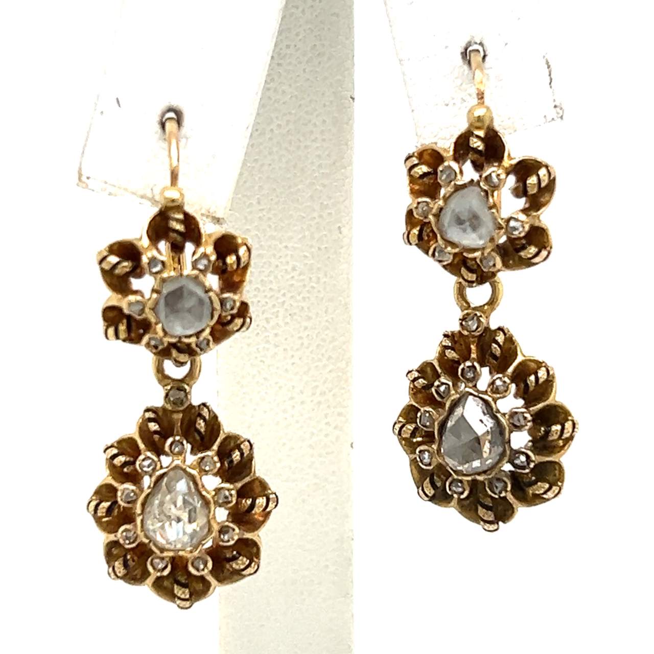 Victorian 18K Yellow Gold 2.50 Ct. Diamond Earrings