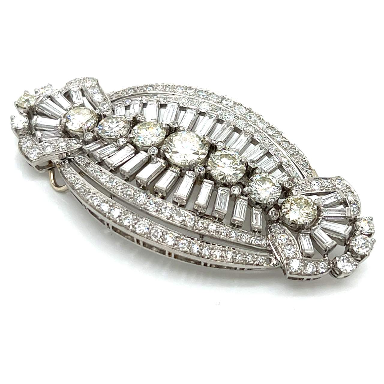 Art Deco Platinum 11.20 Ct. Diamond Brooch