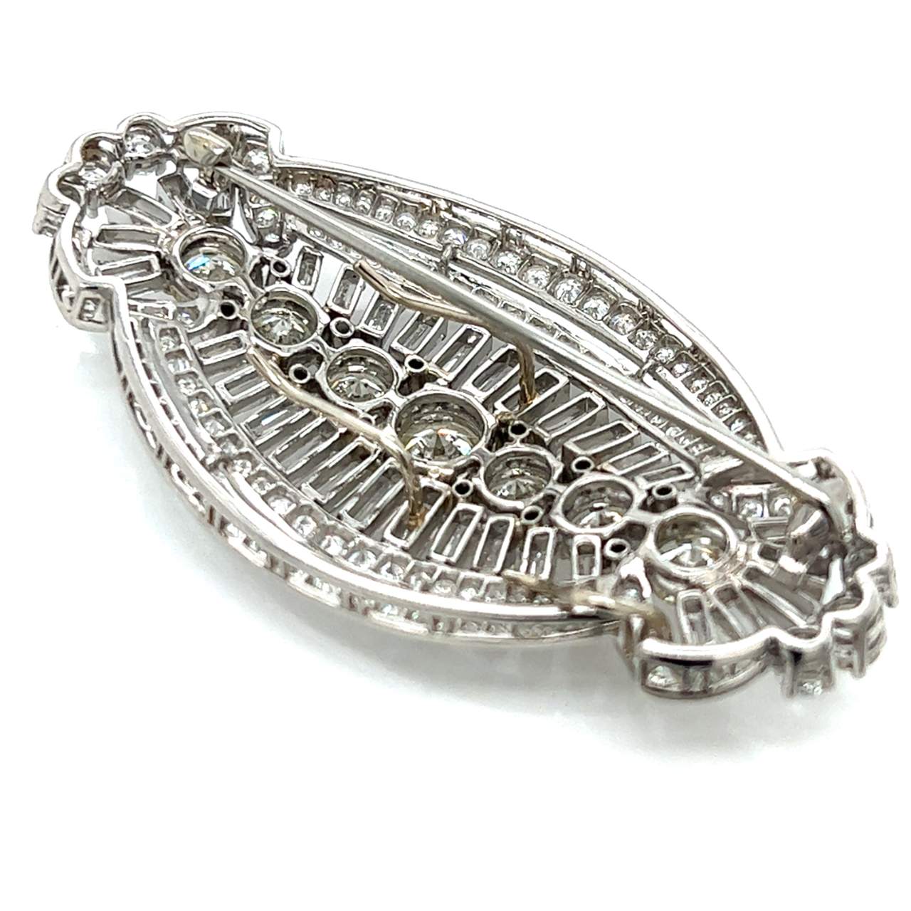 Art Deco Platinum 11.20 Ct. Diamond Brooch