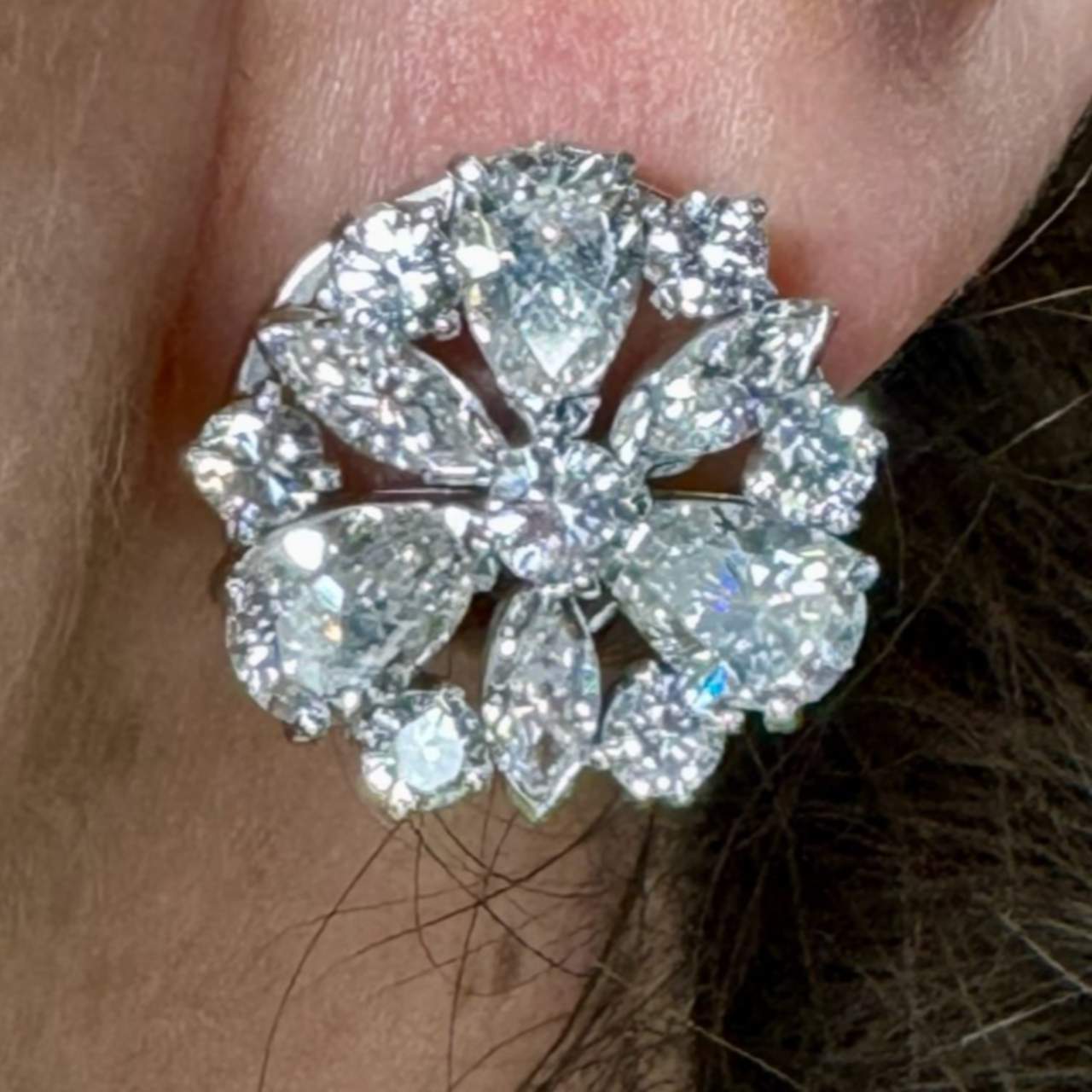 1960’s Platinum 8.15 Ct. Diamond Earrings