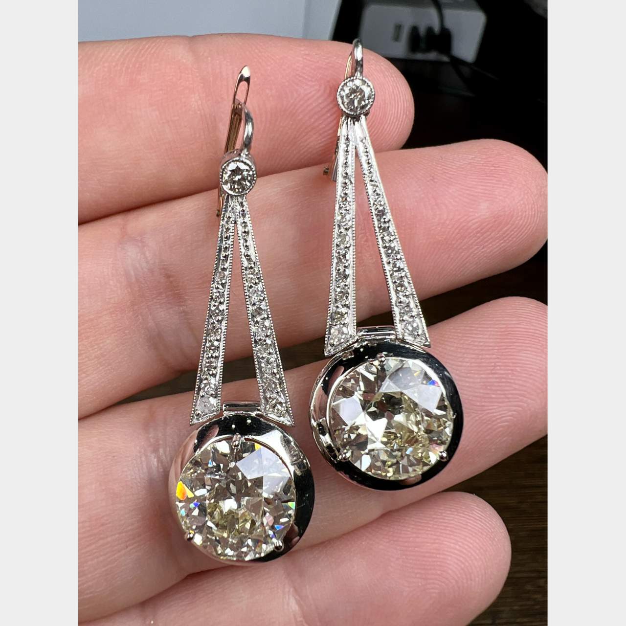 Platinum 7.78 Ct. Diamond Earrings