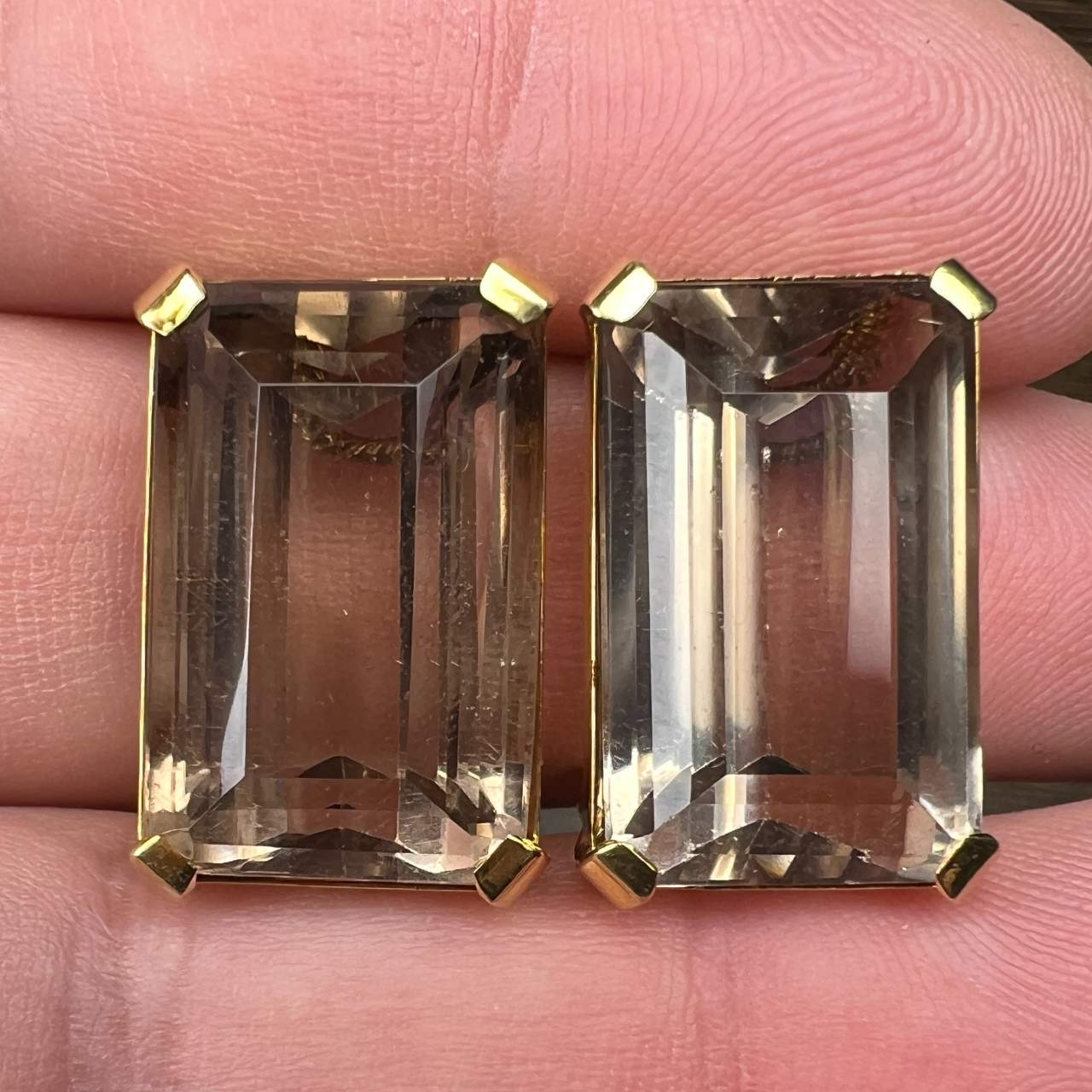 1960’s 18K Yellow Gold Topaz Earrings