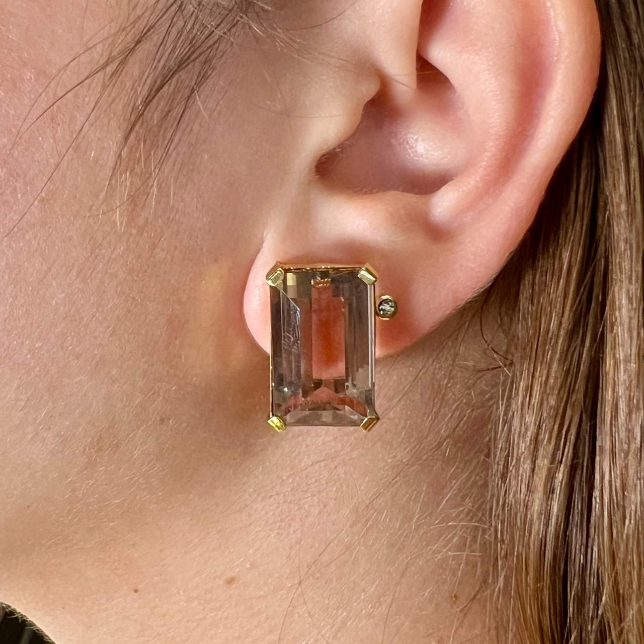 1960’s 18K Yellow Gold Topaz Earrings