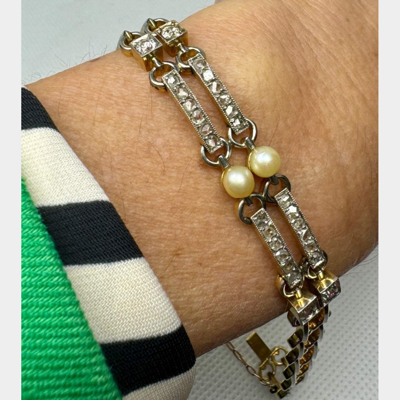 Natural Pearl and Diamond Bracelet
