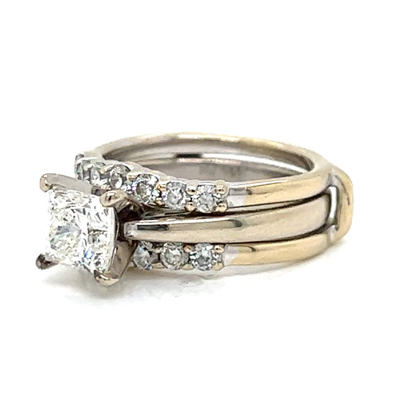 14K White Gold 1.58 Ct. GIA Certified Diamond Ring w/ Diamond Ring Guard