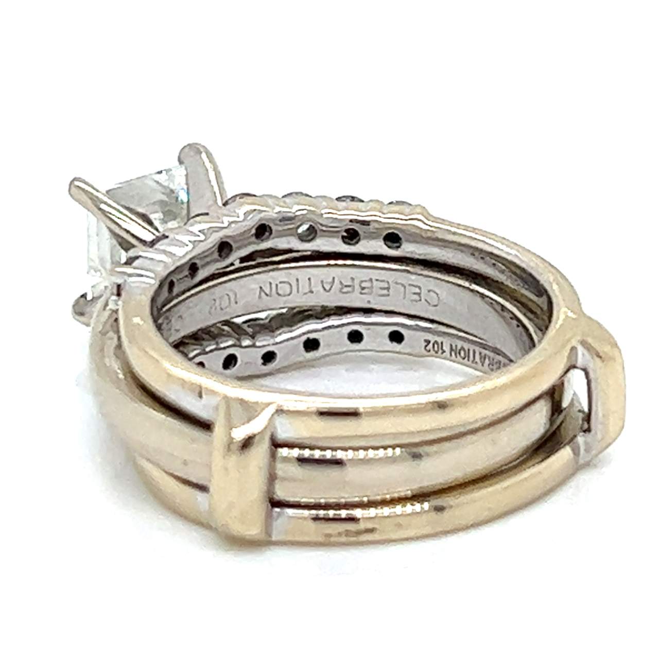 14K White Gold 1.58 Ct. GIA Certified Diamond Ring w/ Diamond Ring Guard