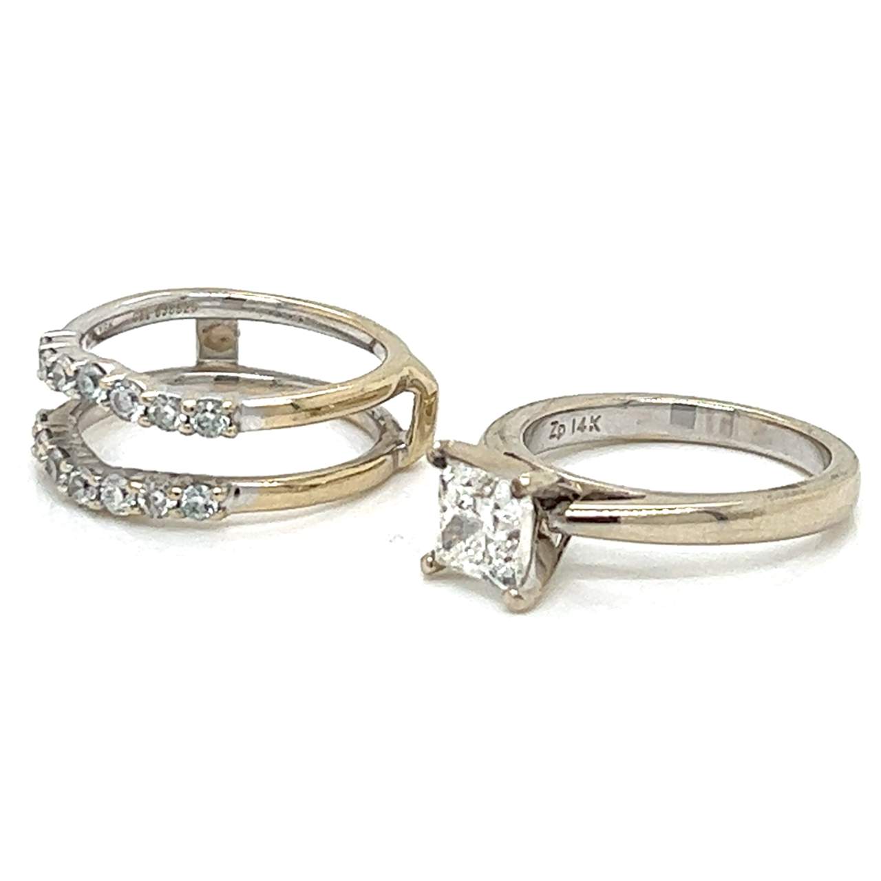 14K White Gold 1.58 Ct. GIA Certified Diamond Ring w/ Diamond Ring Guard