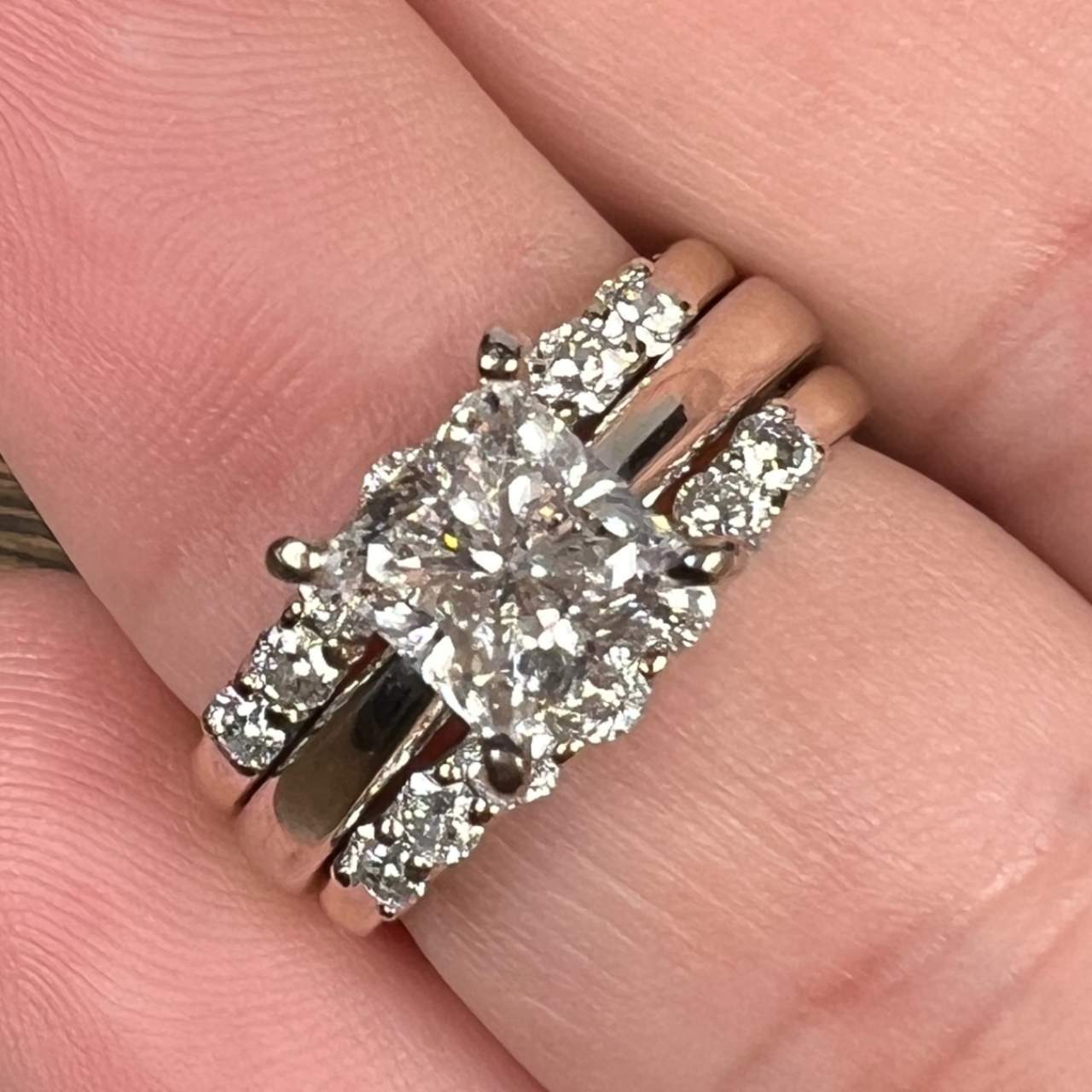 14K White Gold 1.58 Ct. GIA Certified Diamond Ring w/ Diamond Ring Guard