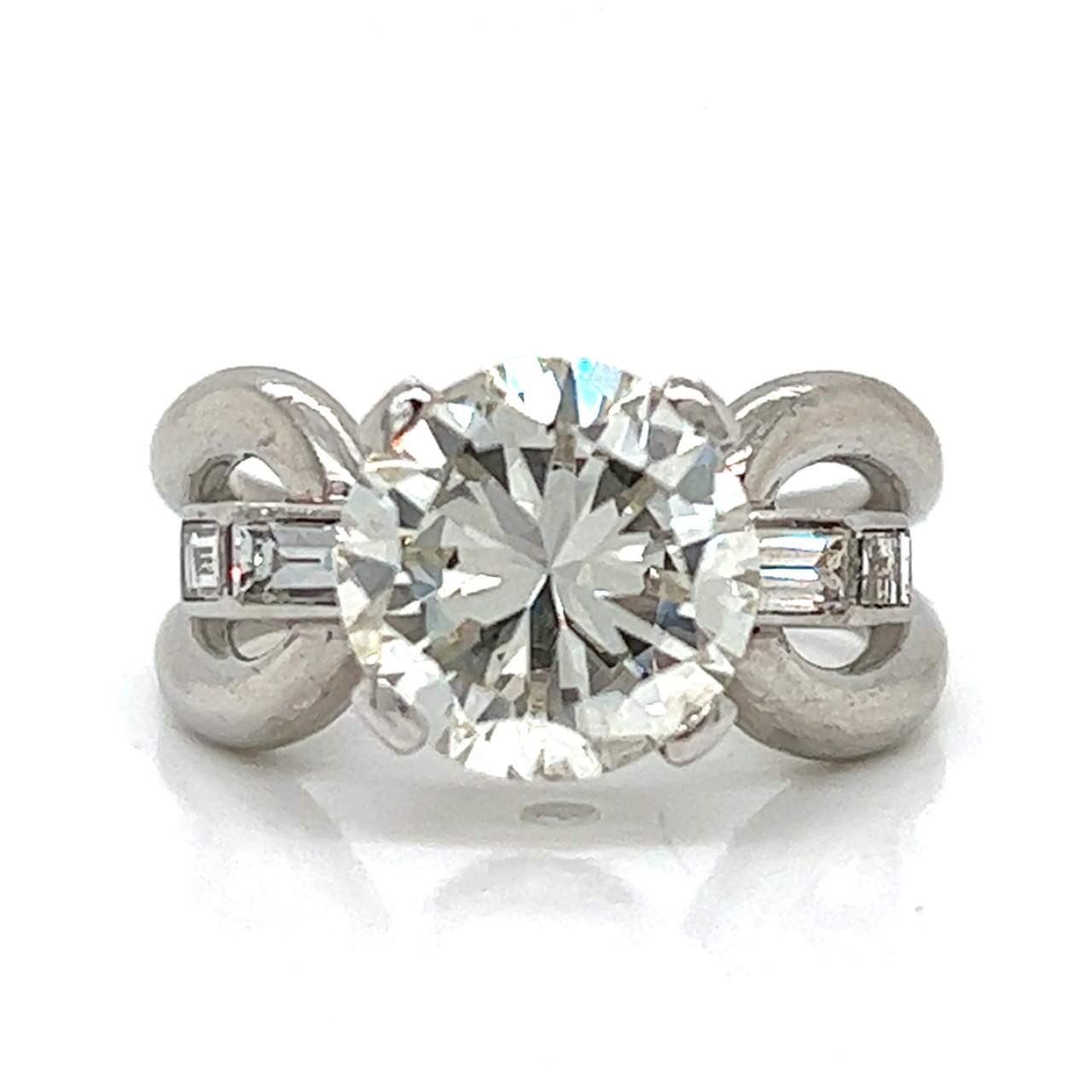 Art Deco Platinum GIA Certified 4.04 Ct. Diamond Ring