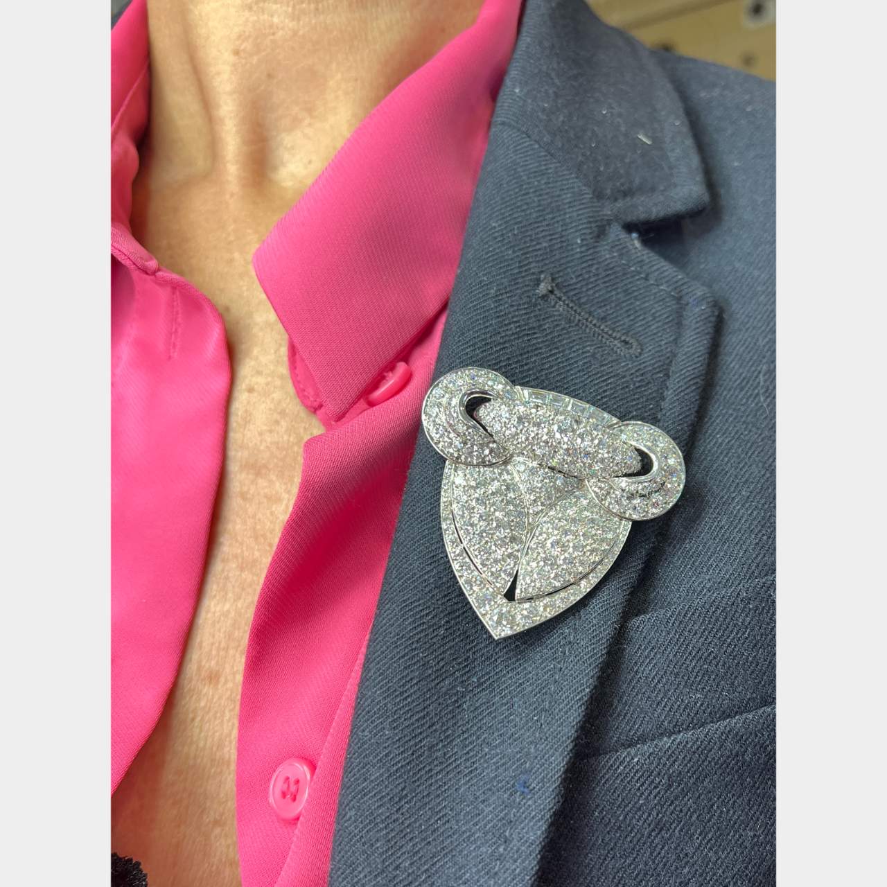 Art Deco Platinum 18.20 Ct. Diamond Brooch
