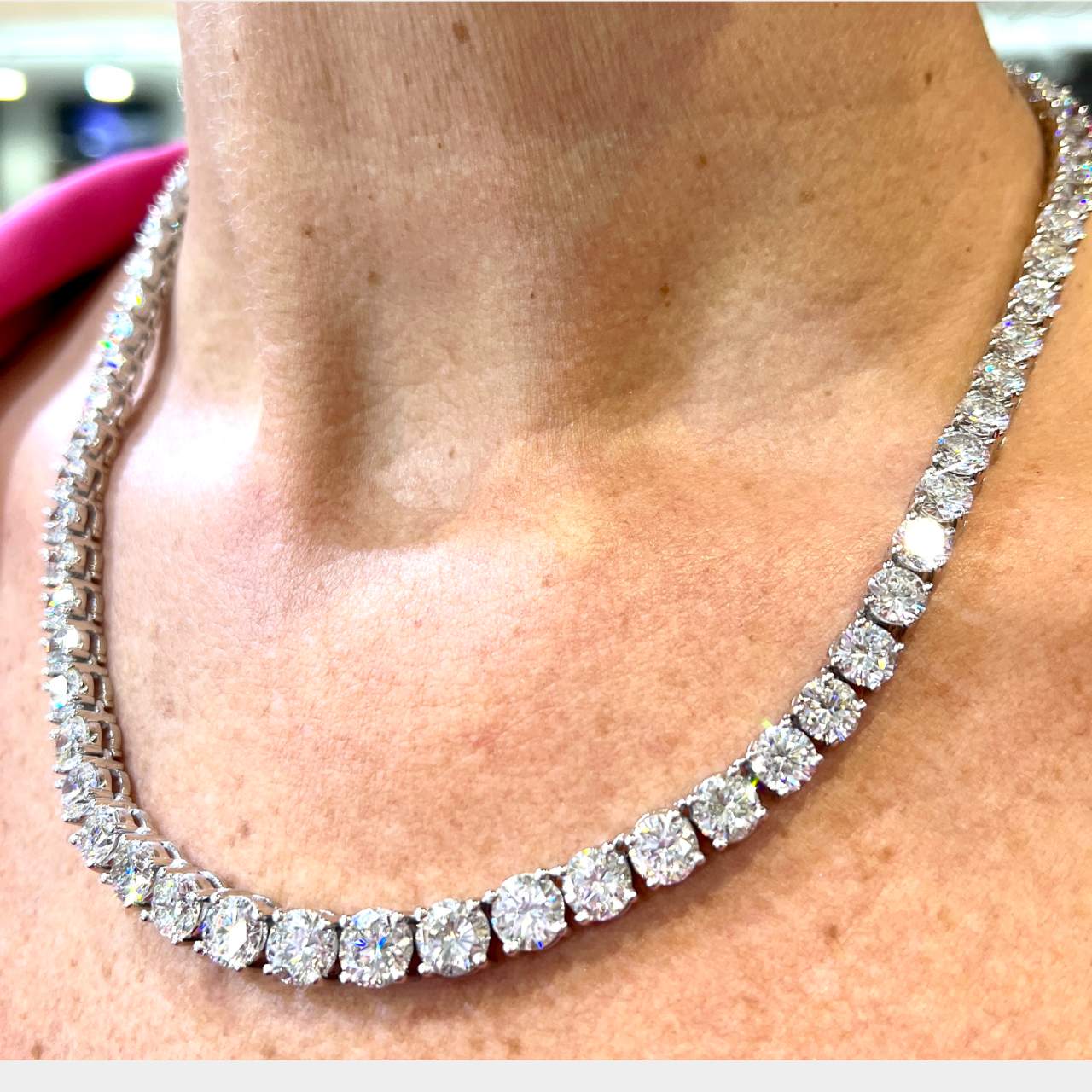 Platinum 50.26 Ct. Diamond Riviera Necklace