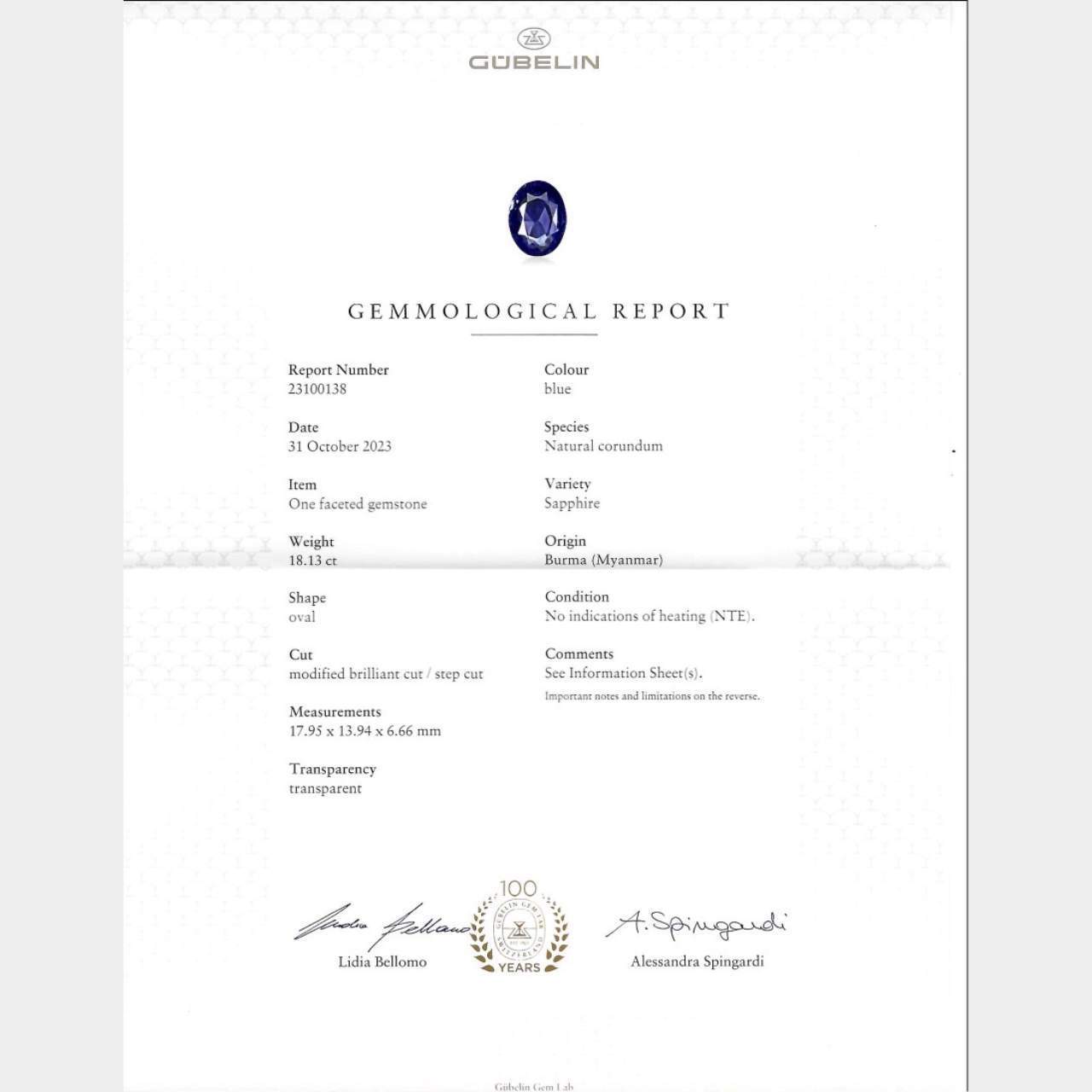 Platinum GUBELIN Certified Burma Sapphire Pendant & Diamond Necklace