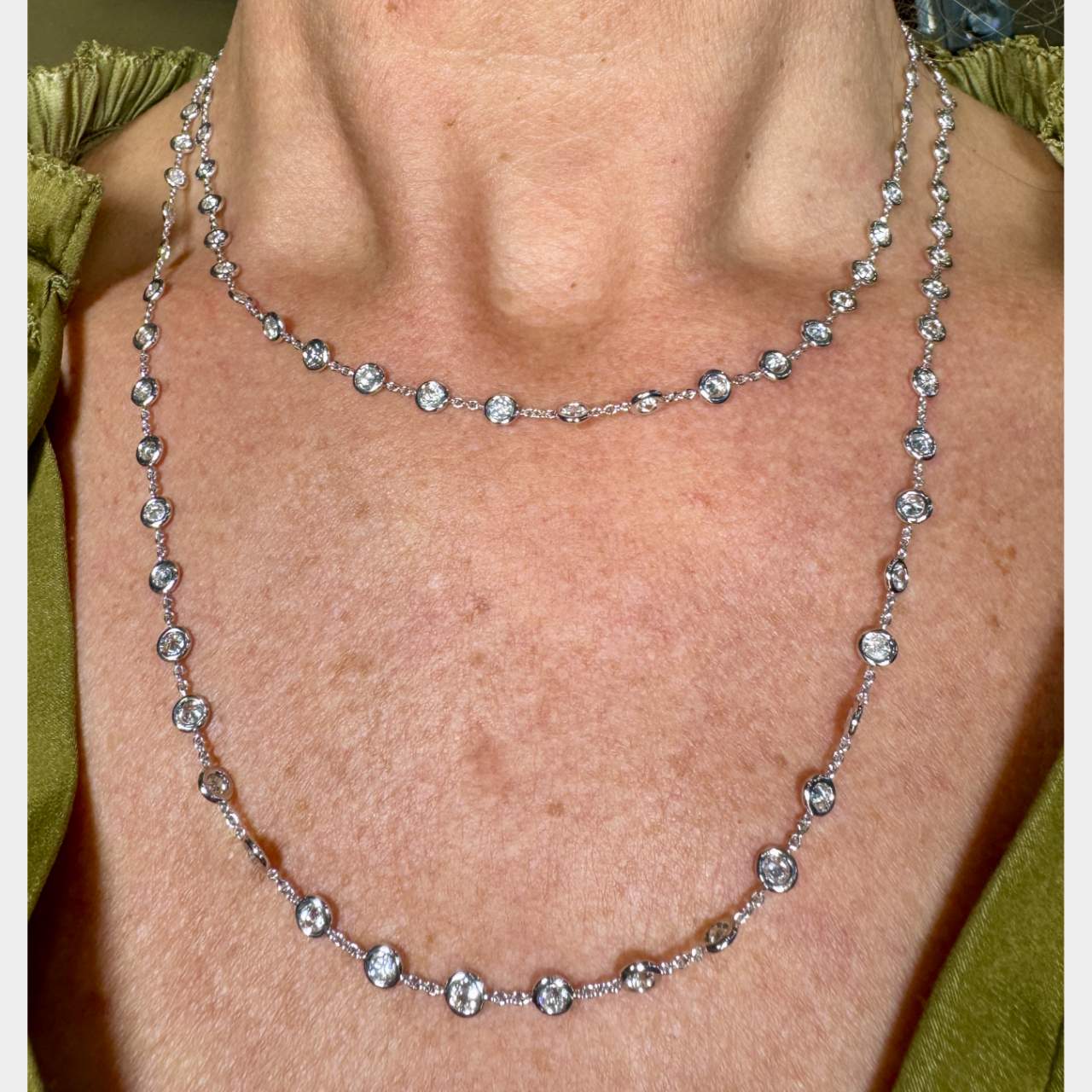 18K White Gold 10.00 Ct. Diamond by the Yard Necklace