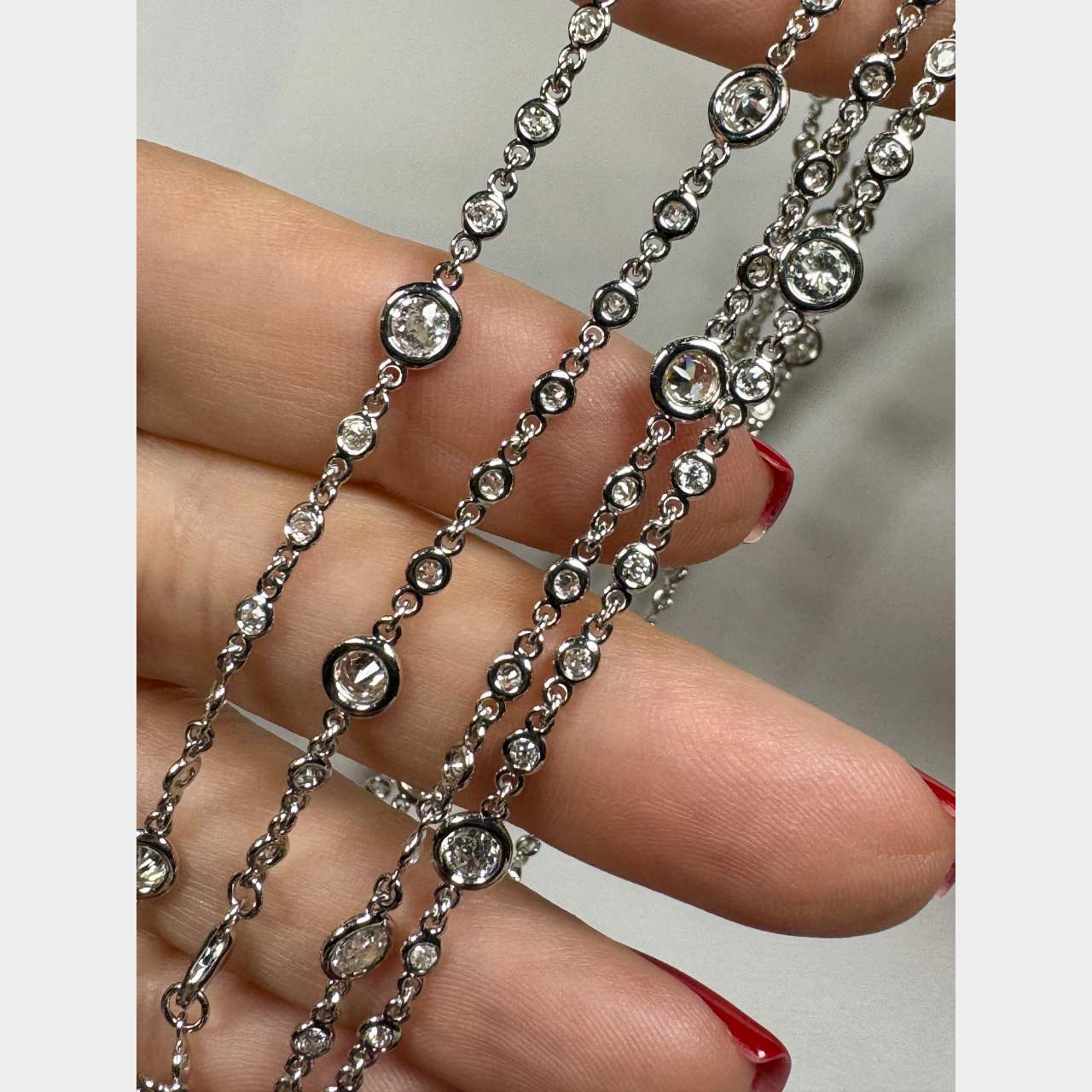 18K White Gold 14.50 Ct. Diamond by the Yard Necklace
