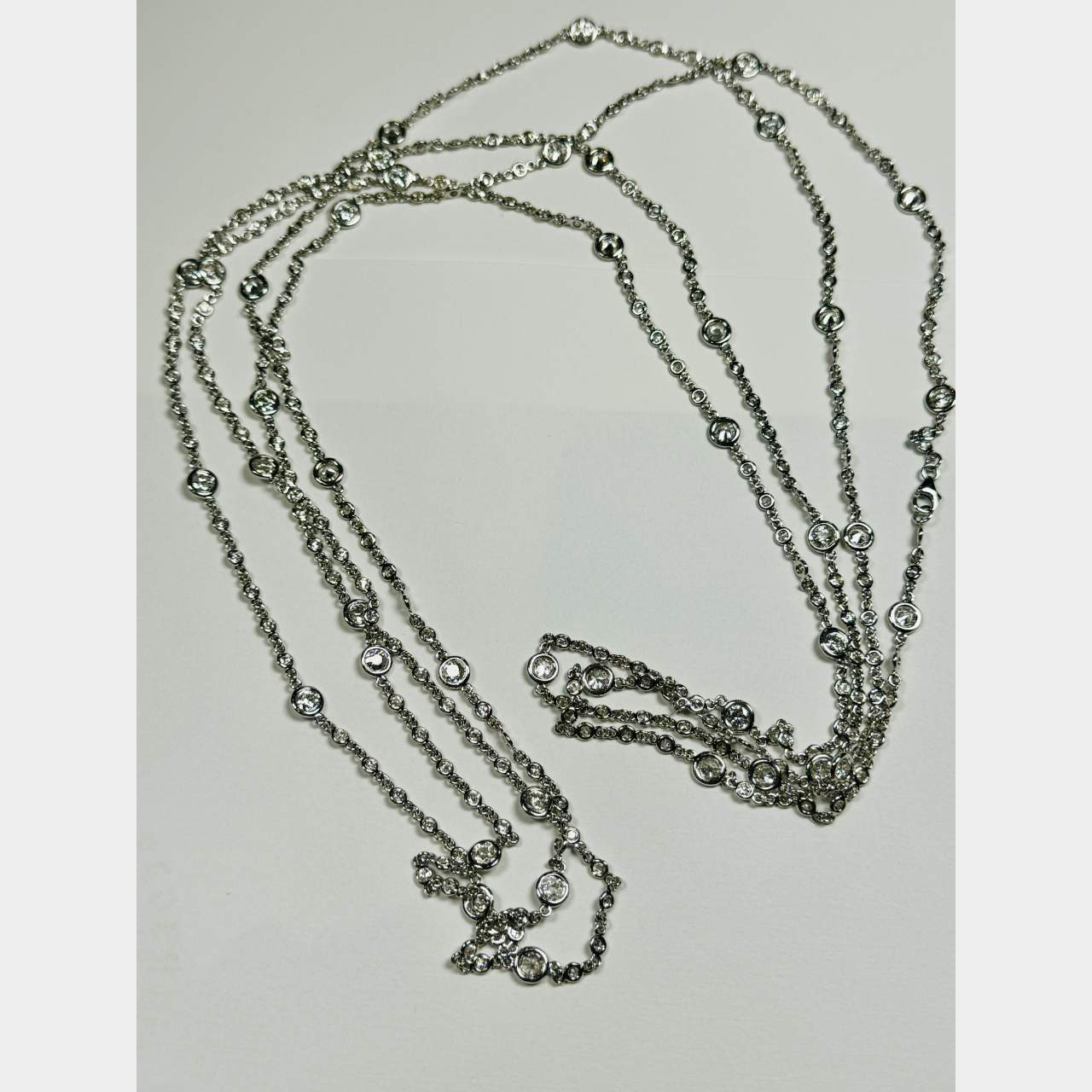 18K White Gold 14.50 Ct. Diamond by the Yard Necklace