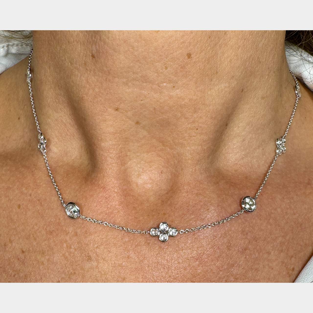 18K White Gold 4.50 Ct. Diamond by the Yard Necklace