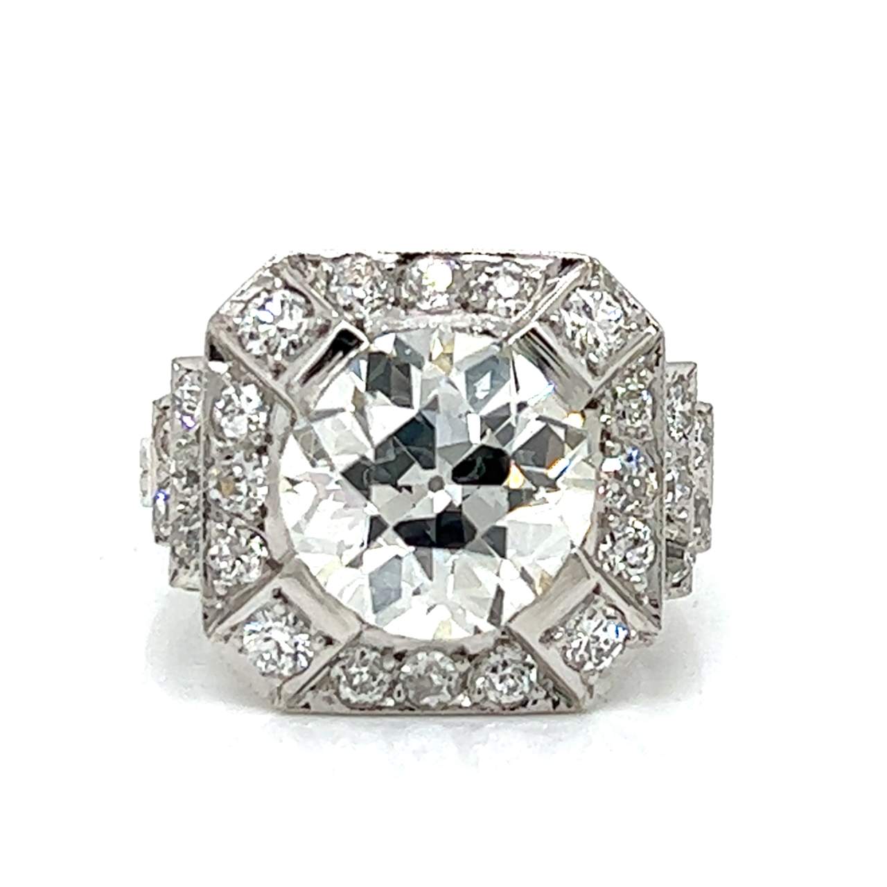 Platinum 4.18 Ct. GIA Certified Old European-cut Diamond Ring