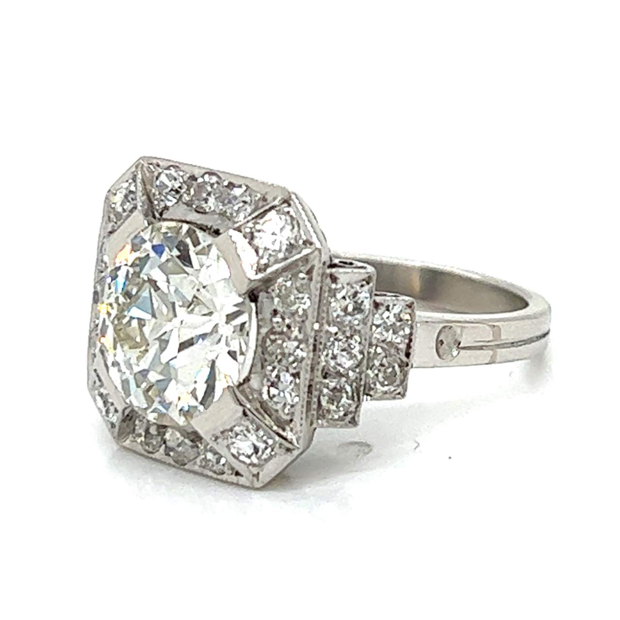Platinum 4.18 Ct. GIA Certified Old European-cut Diamond Ring