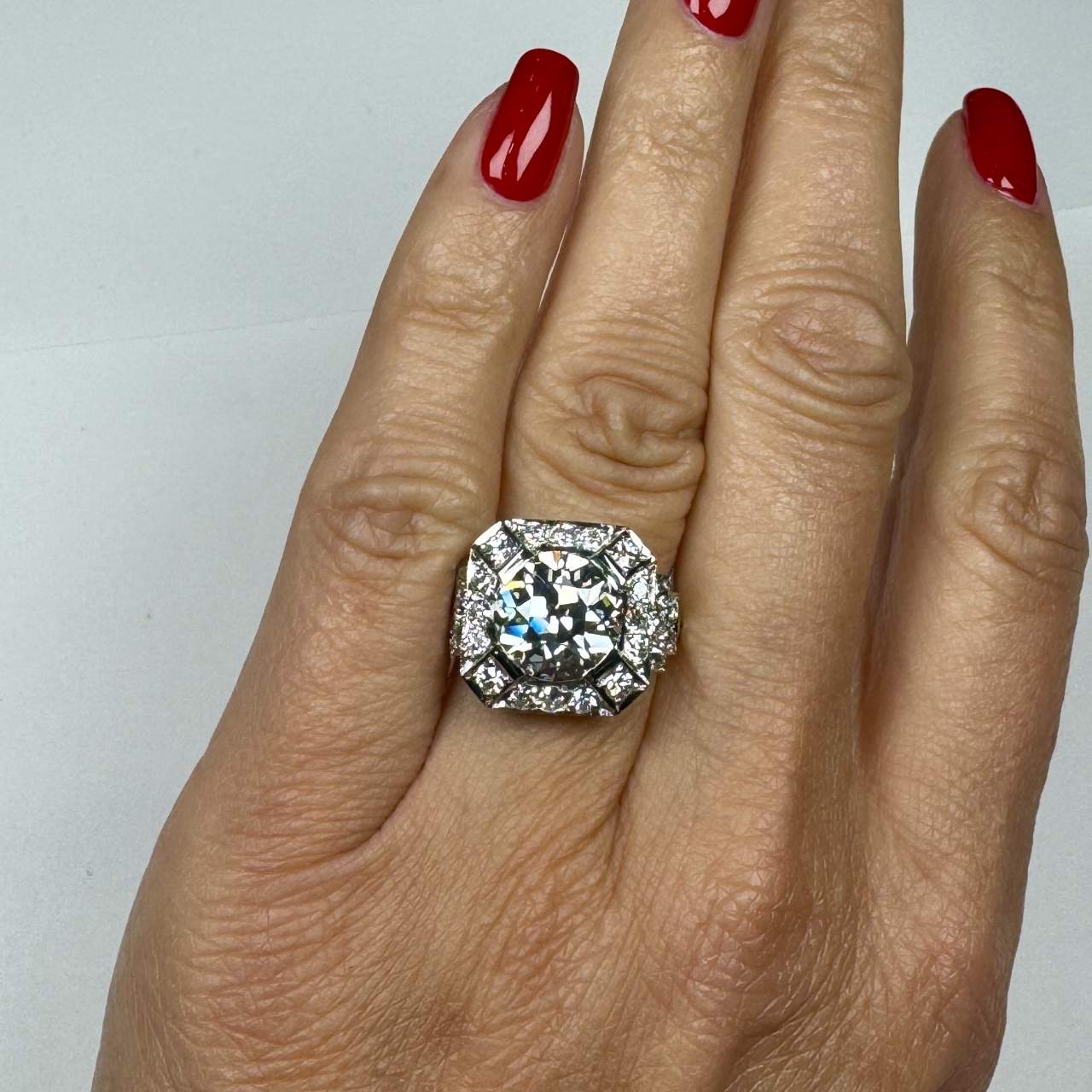 Platinum 4.18 Ct. GIA Certified Old European-cut Diamond Ring