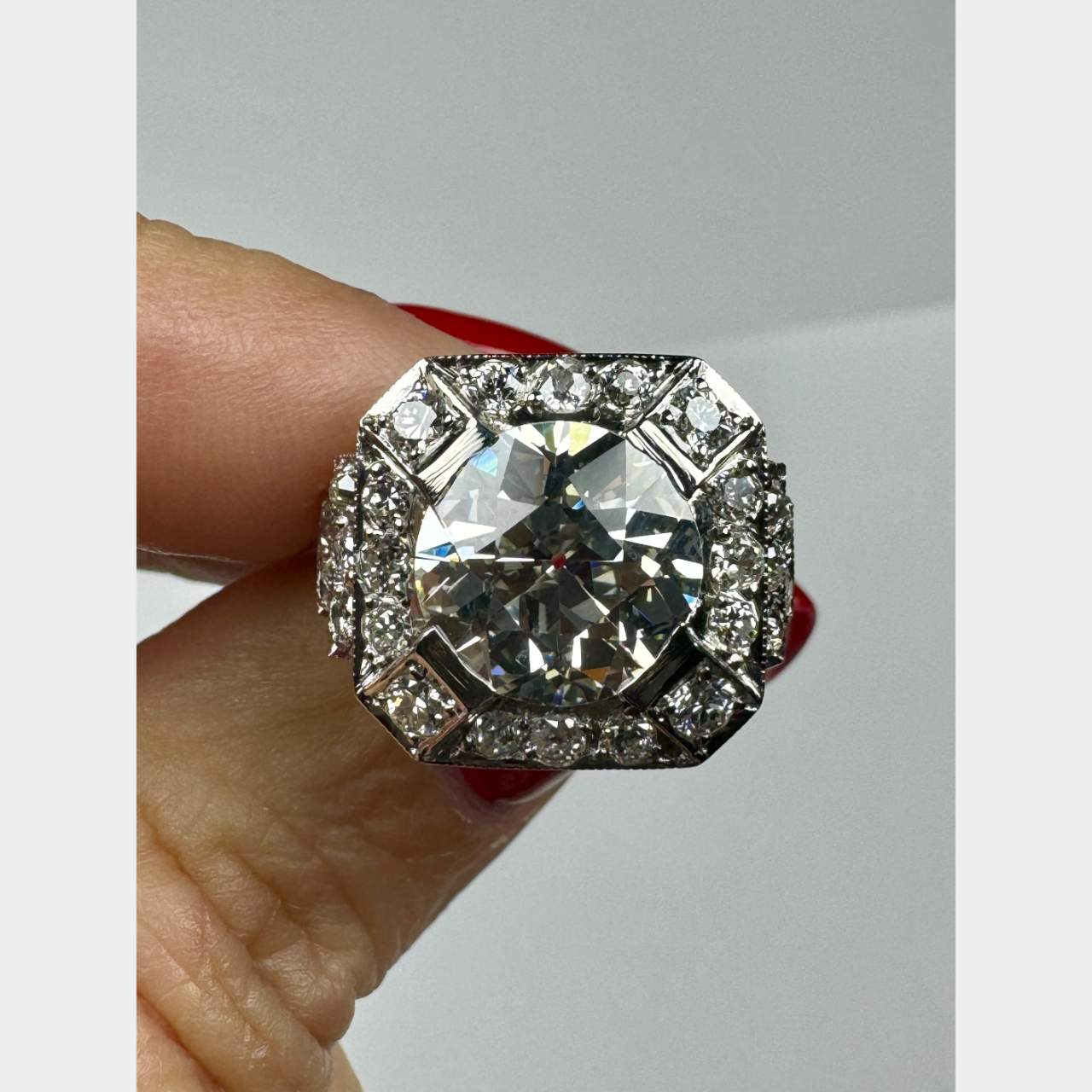 Platinum 4.18 Ct. GIA Certified Old European-cut Diamond Ring