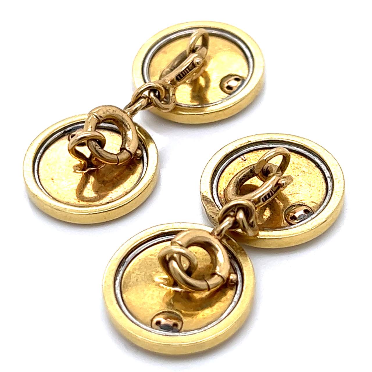 Antique French 18K Yellow Gold Onyx & Diamond Cufflinks