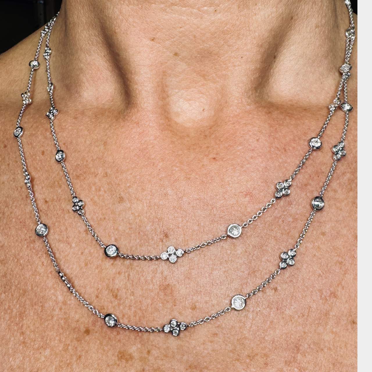 18K White Gold 6.00 Ct. Diamond by the Yard Necklace