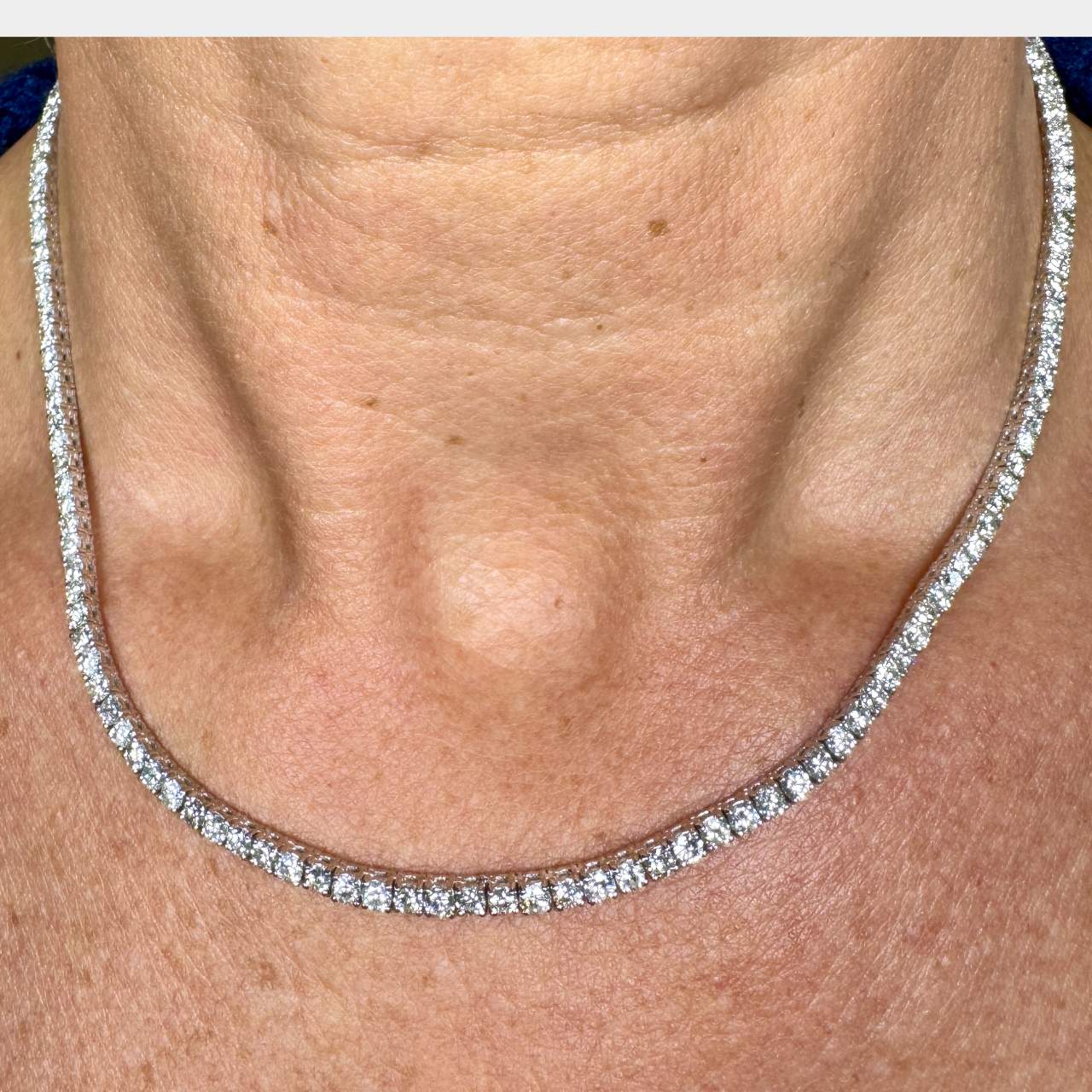 14K White Gold 11.10 Ct. Diamond Tennis Necklace