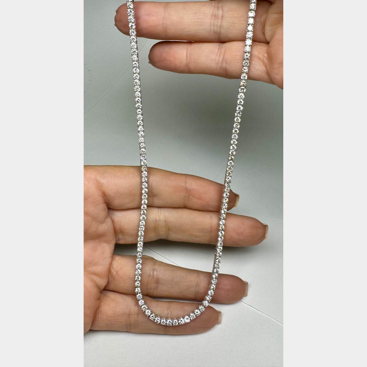14K White Gold 11.10 Ct. Diamond Tennis Necklace