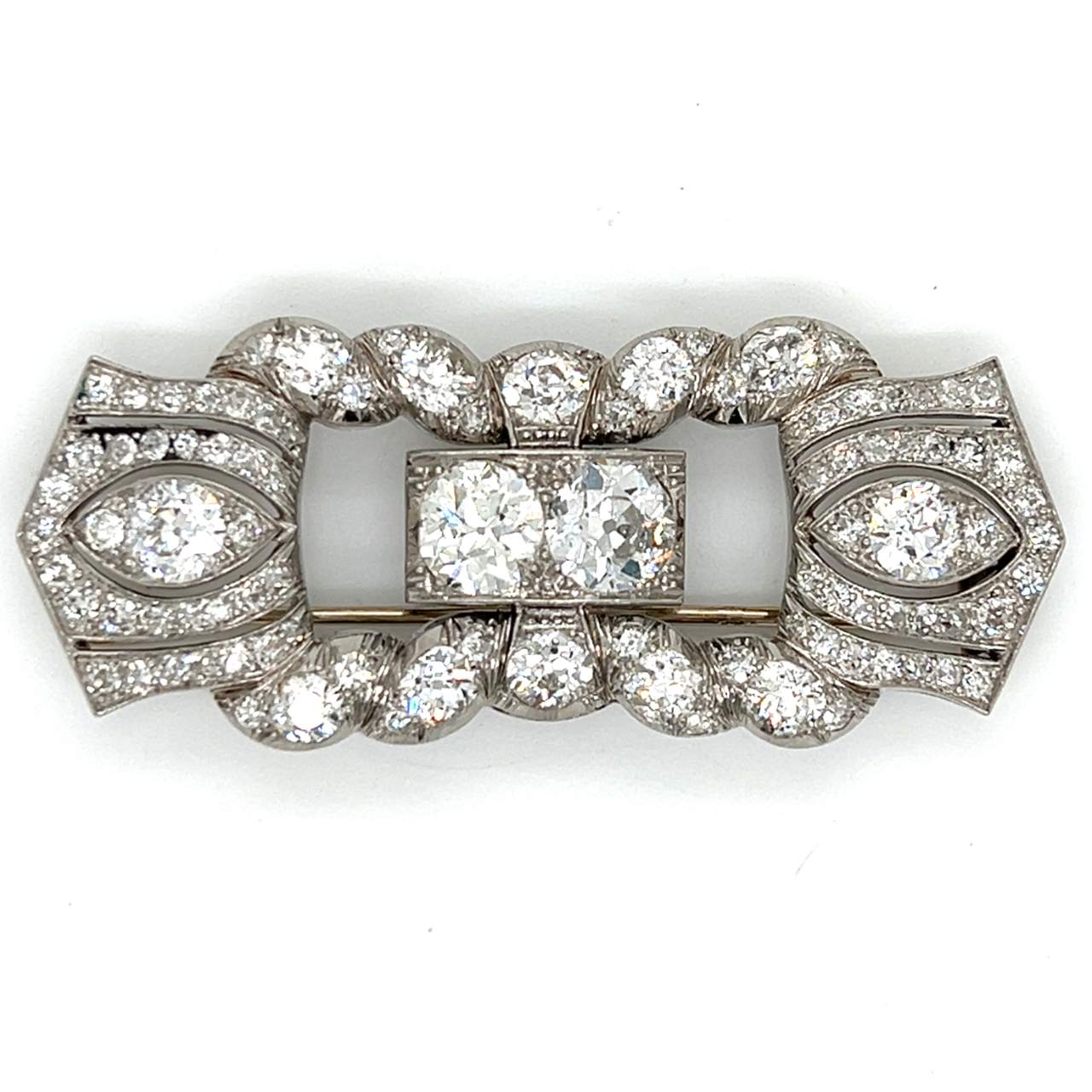 Art Deco Platinum 7.80 Ct. Diamond Brooch
