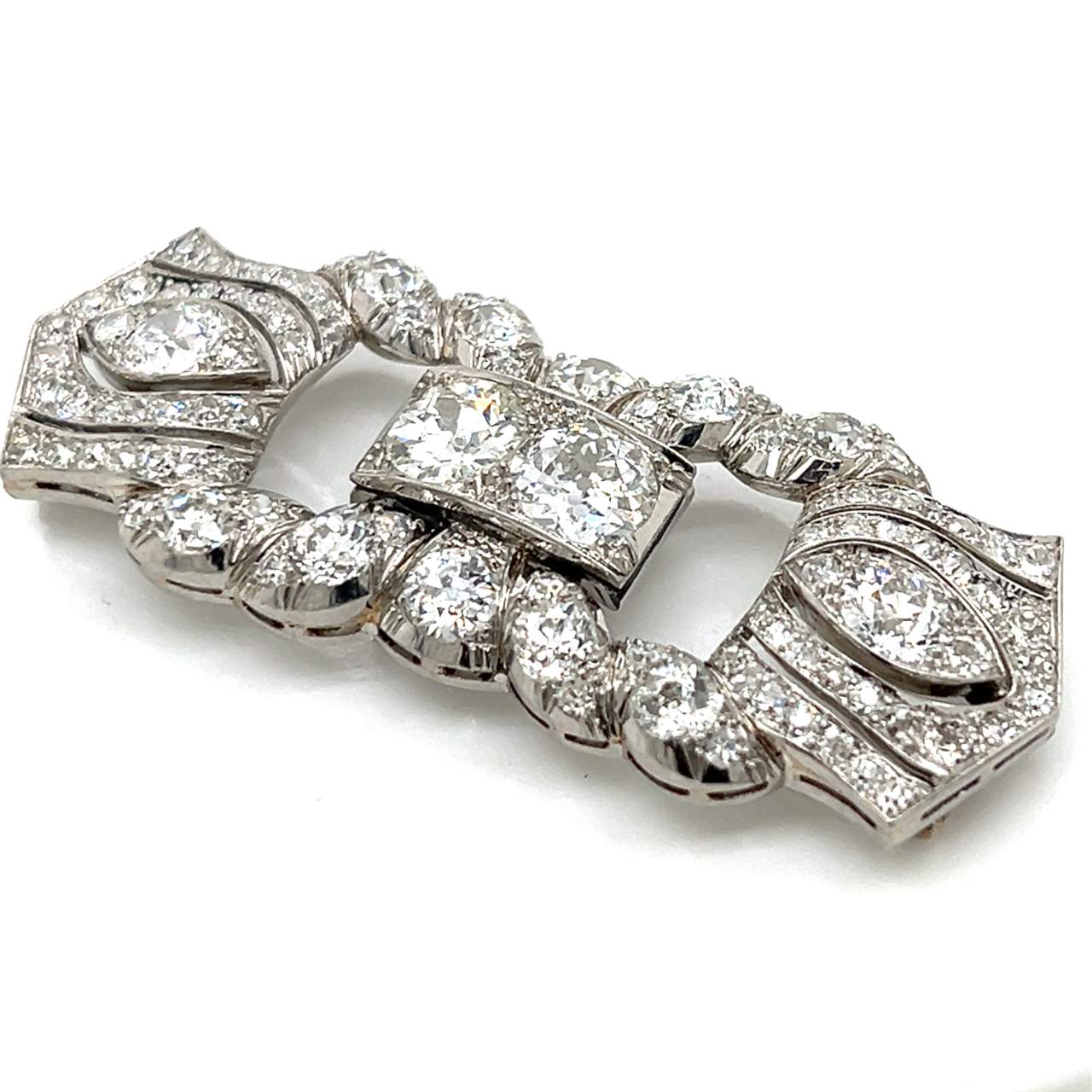 Art Deco Platinum 7.80 Ct. Diamond Brooch