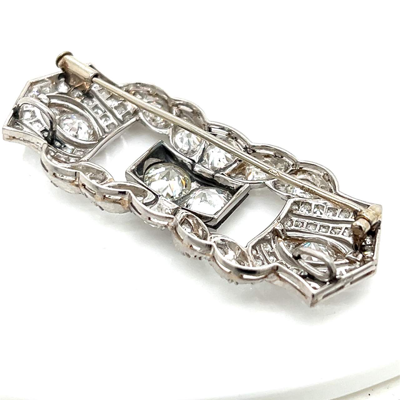 Art Deco Platinum 7.80 Ct. Diamond Brooch
