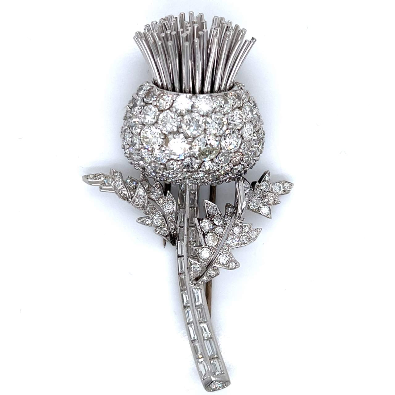 Art Deco 17.50 Ct. Diamond  Flower Brooch
