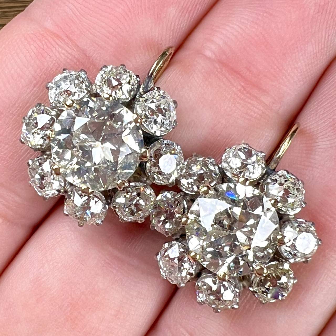 18K & Platinum 12.60 Ct. Diamond Earrings