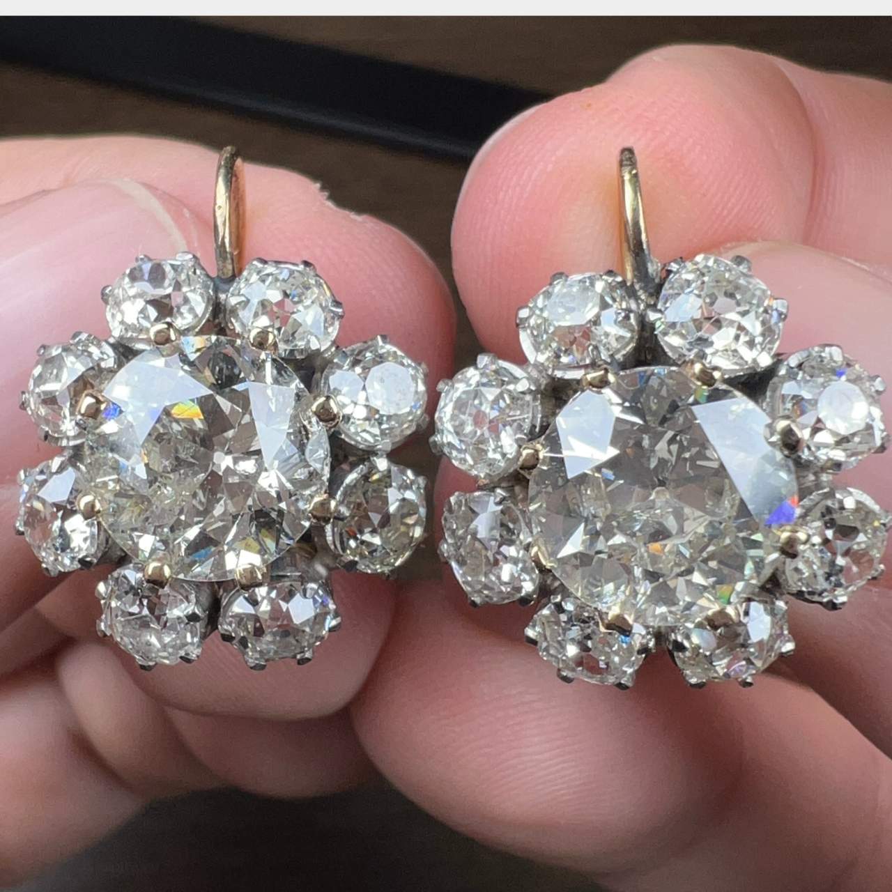 18K & Platinum 12.60 Ct. Diamond Earrings