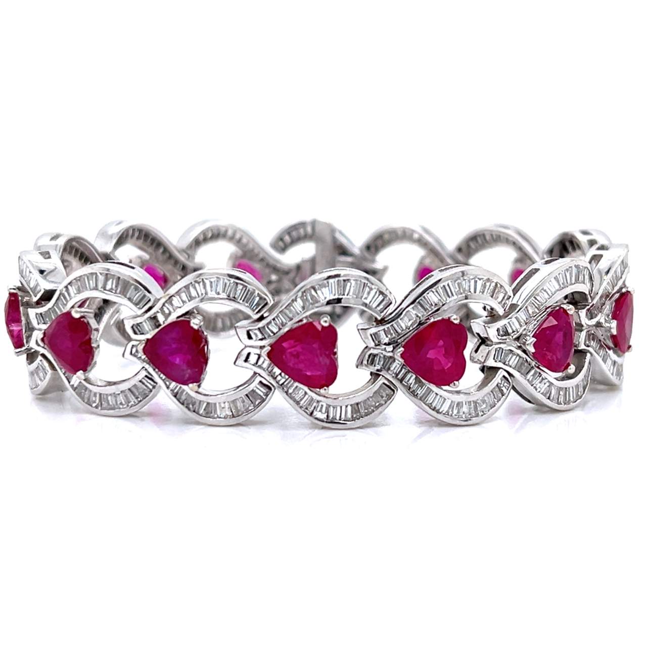 18K White Gold Diamond & Ruby Bracelet