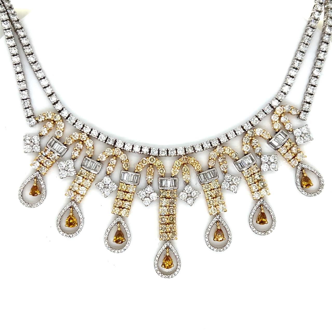 18K Yellow & White Gold 18.82 Ct. Fancy Yellow Diamond Necklace
