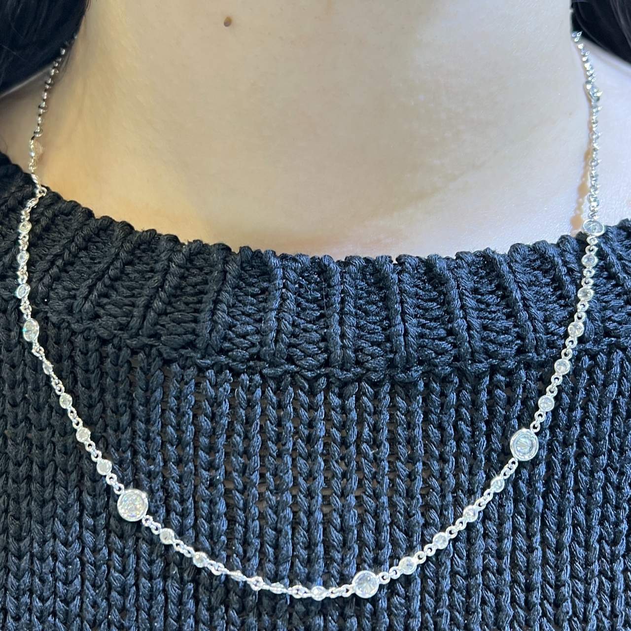 Platinum & 18K White Gold 6.20 Ct. Diamond by the Yard Necklace
