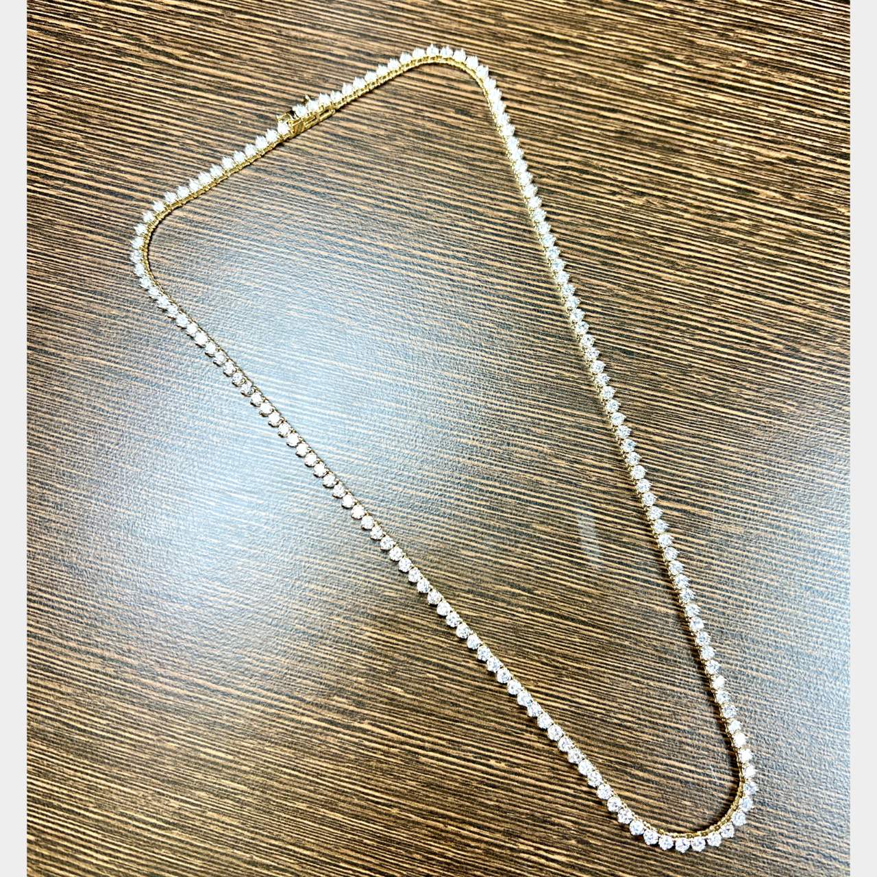 18K Yellow Gold 10.70 Ct. Diamond Tennis Necklace